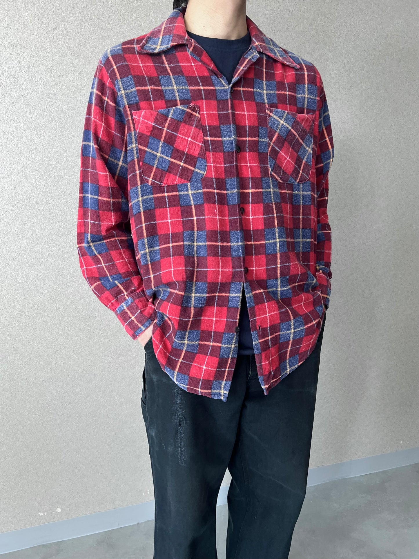 70's VINTAGE print flannel shirt