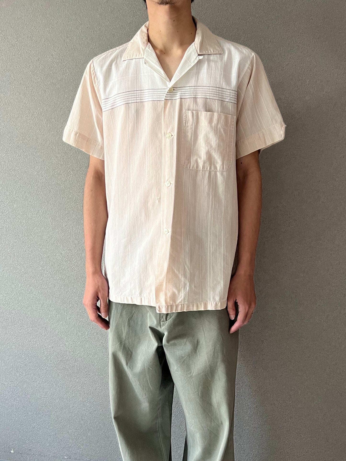 60's ARROW vintage open collar shirt "Made in USA"