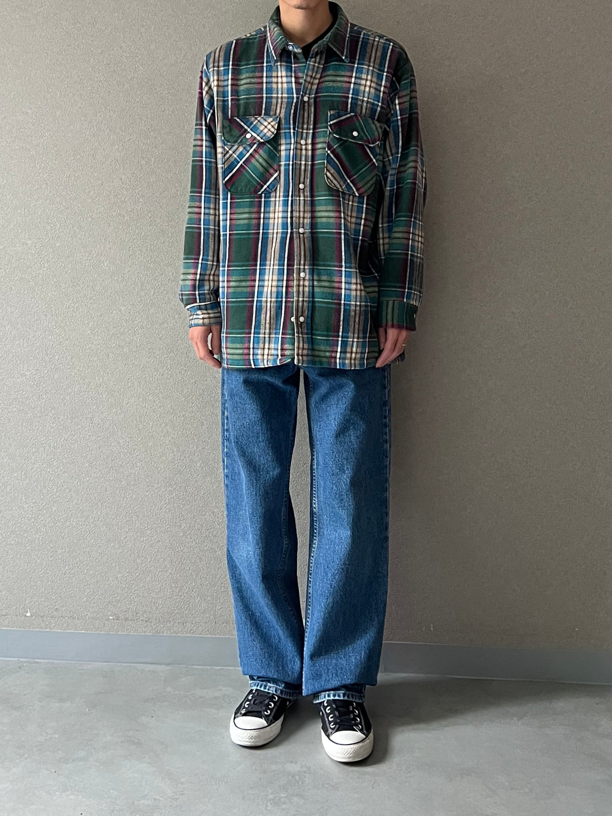 90's FIVE BROTHER quilting lining flannel shirt "Made in USA"