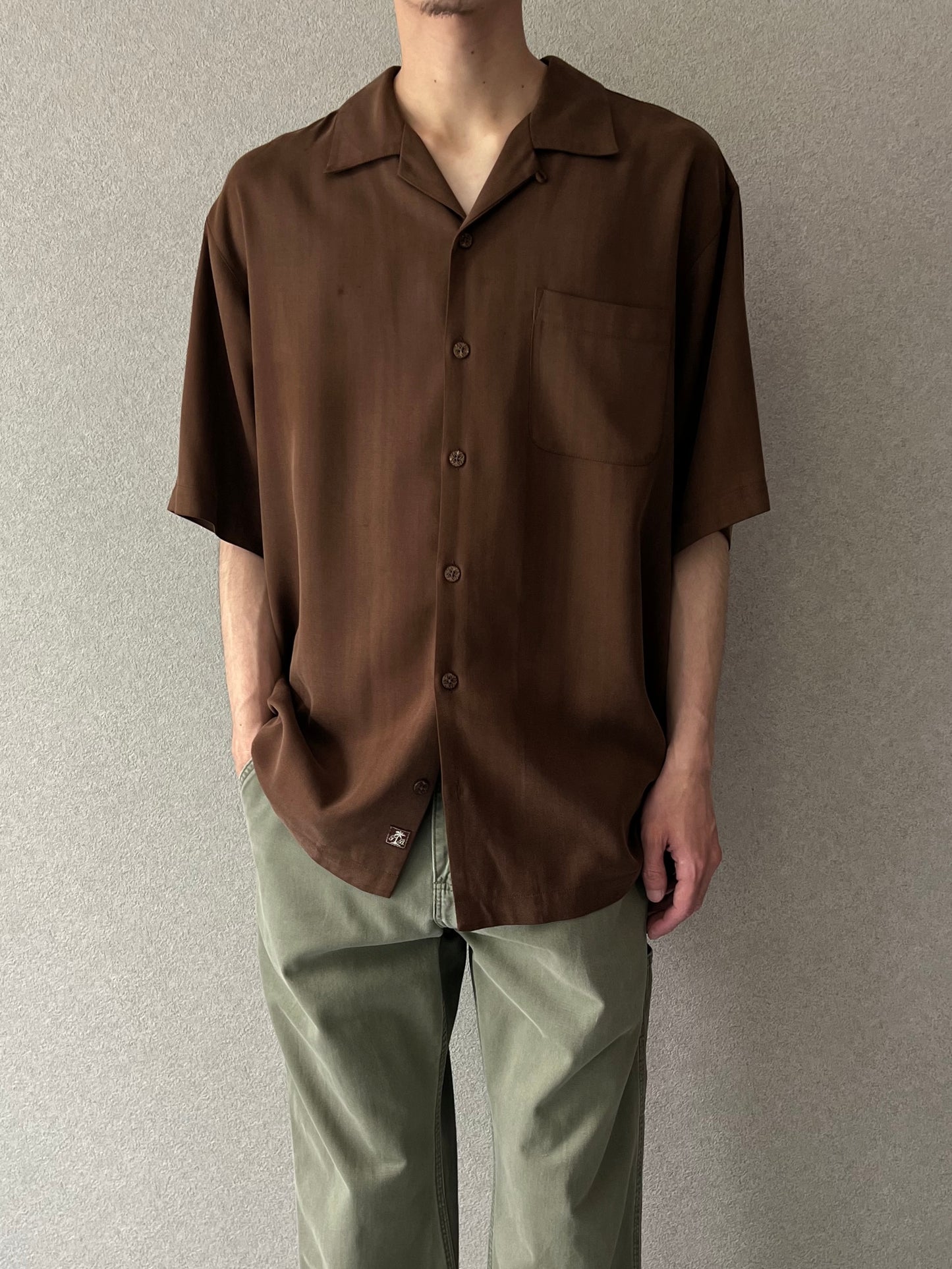 00's Tommy Bahama open collar silk shirt