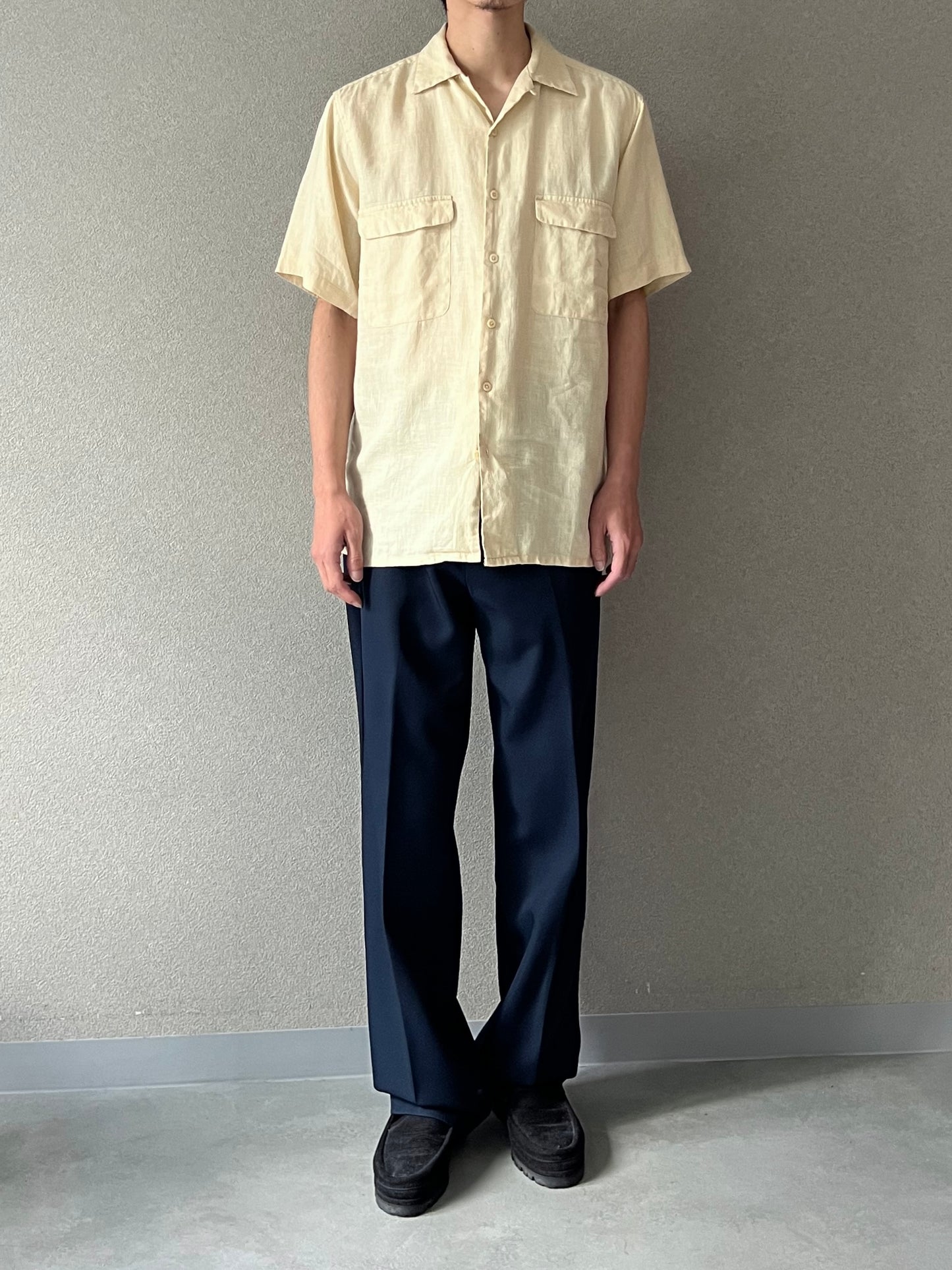 00's BRUNO open collar linen shirt