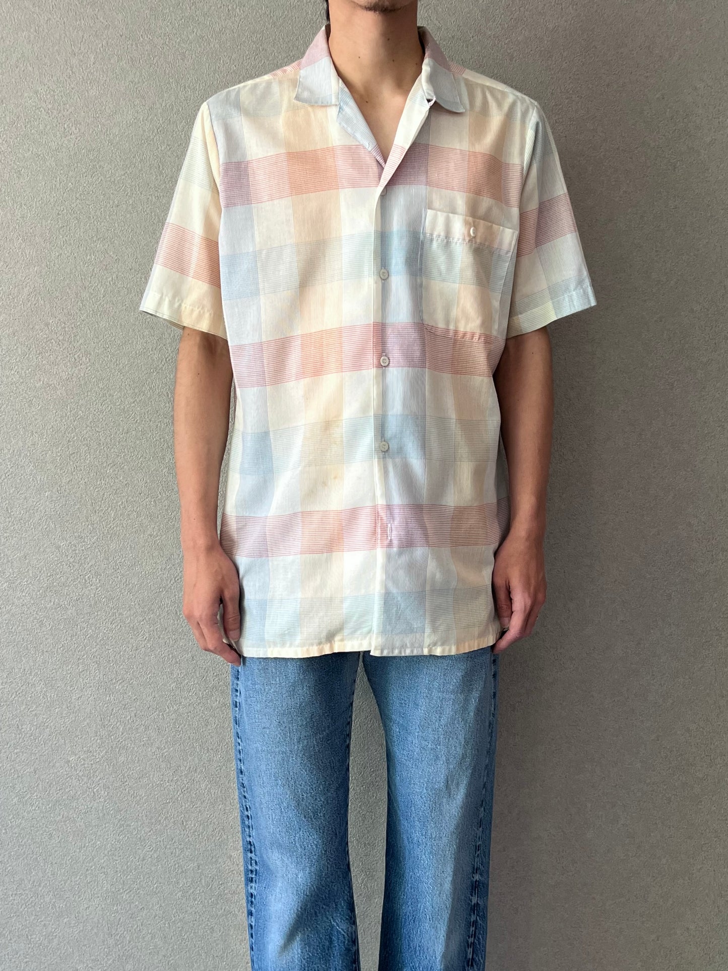 80's ARROW open collar shirt