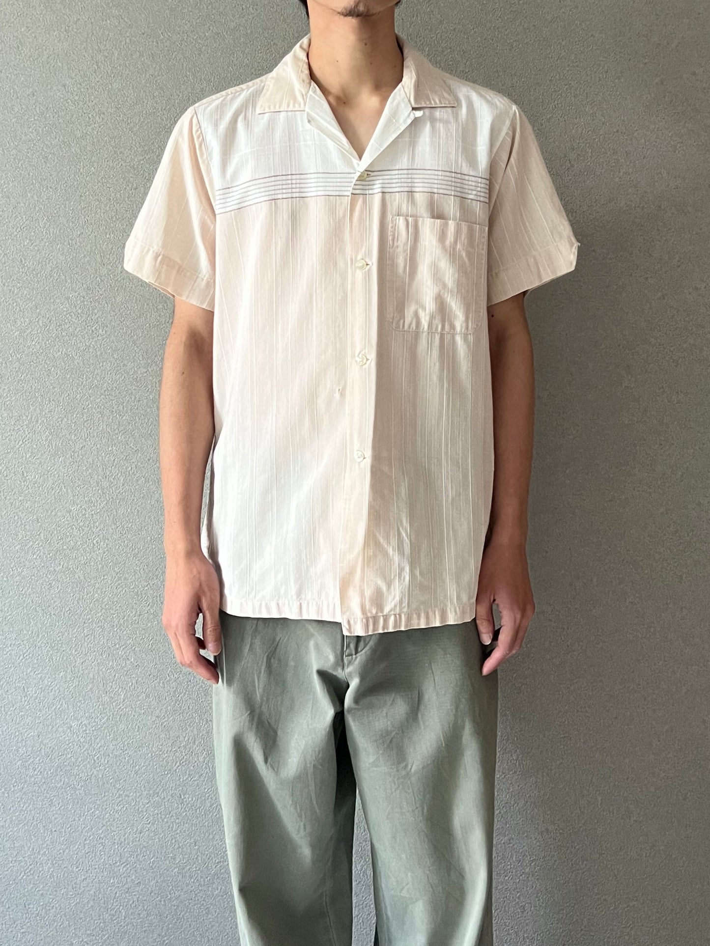 60's ARROW vintage open collar shirt "Made in USA"