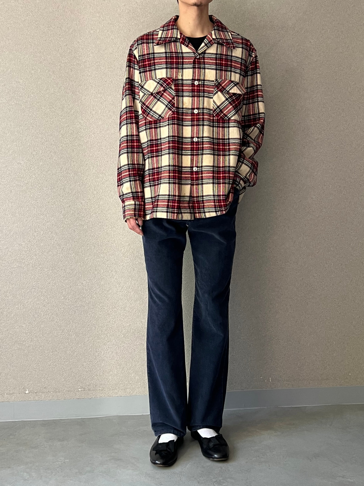 70's PENDLETON open coller wool shirt "Made in USA"