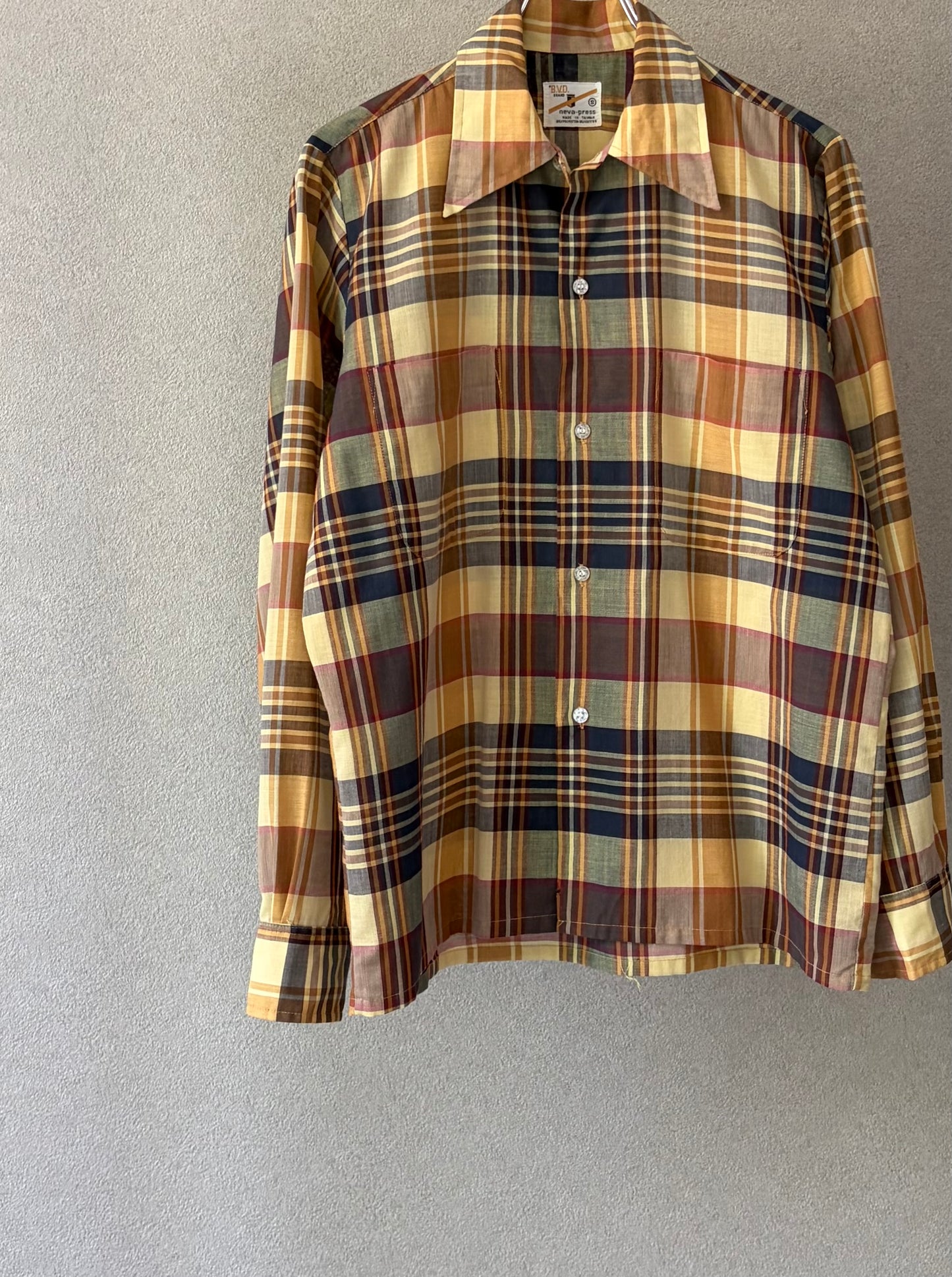 70's B.V.D open collar shirt