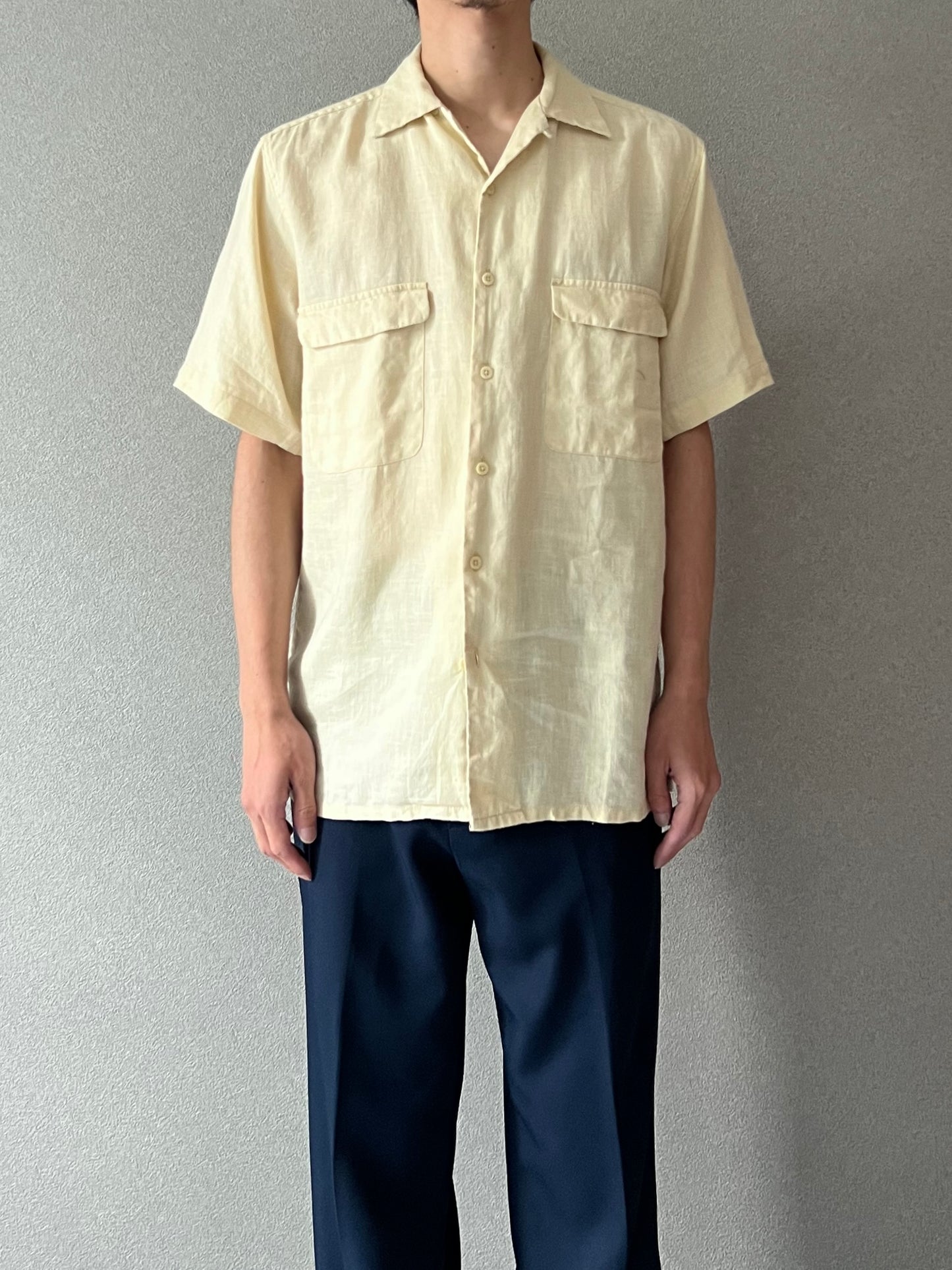 00's BRUNO open collar linen shirt