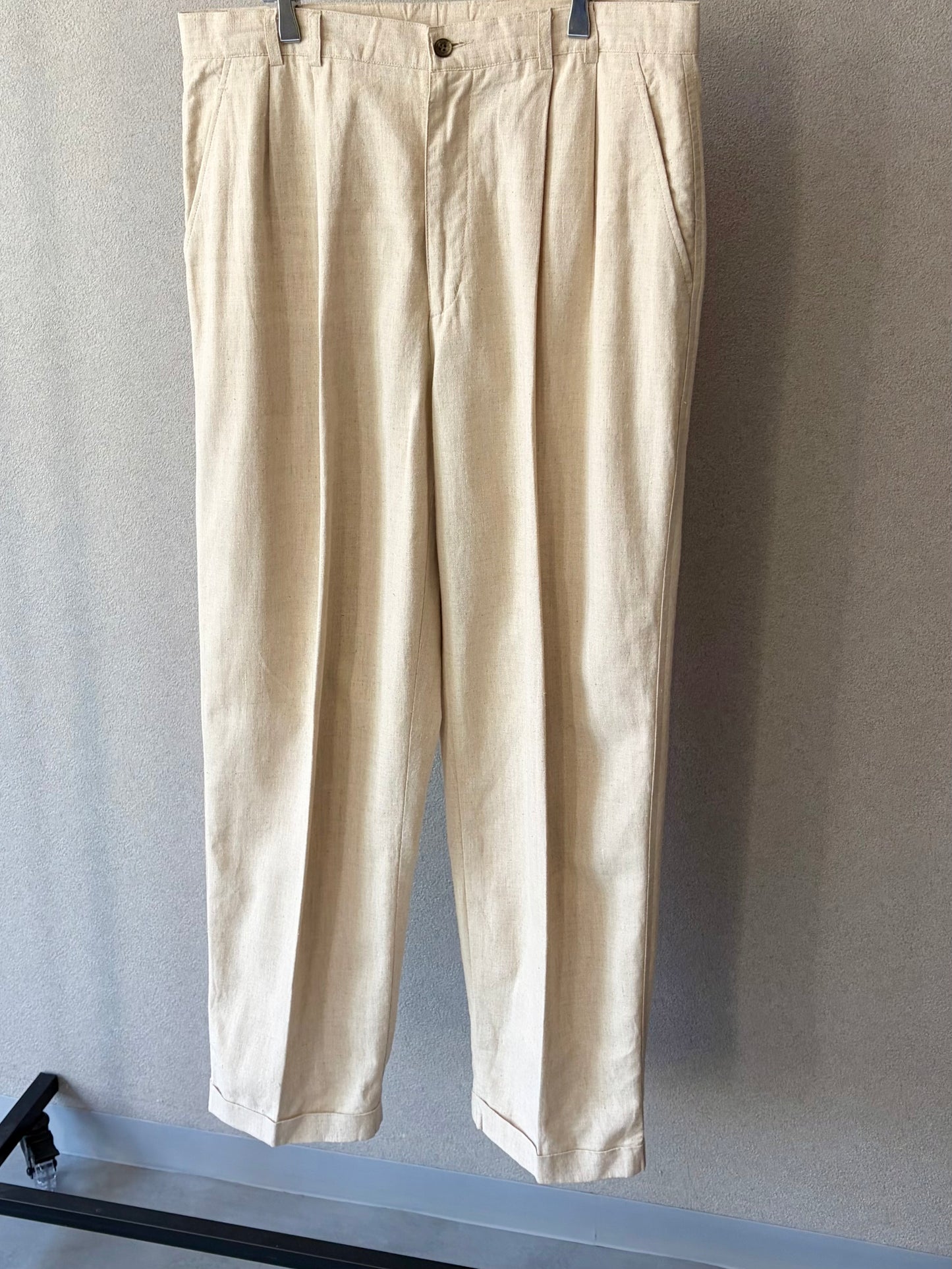 90's PERRY ELLIS linen×cotton slacks