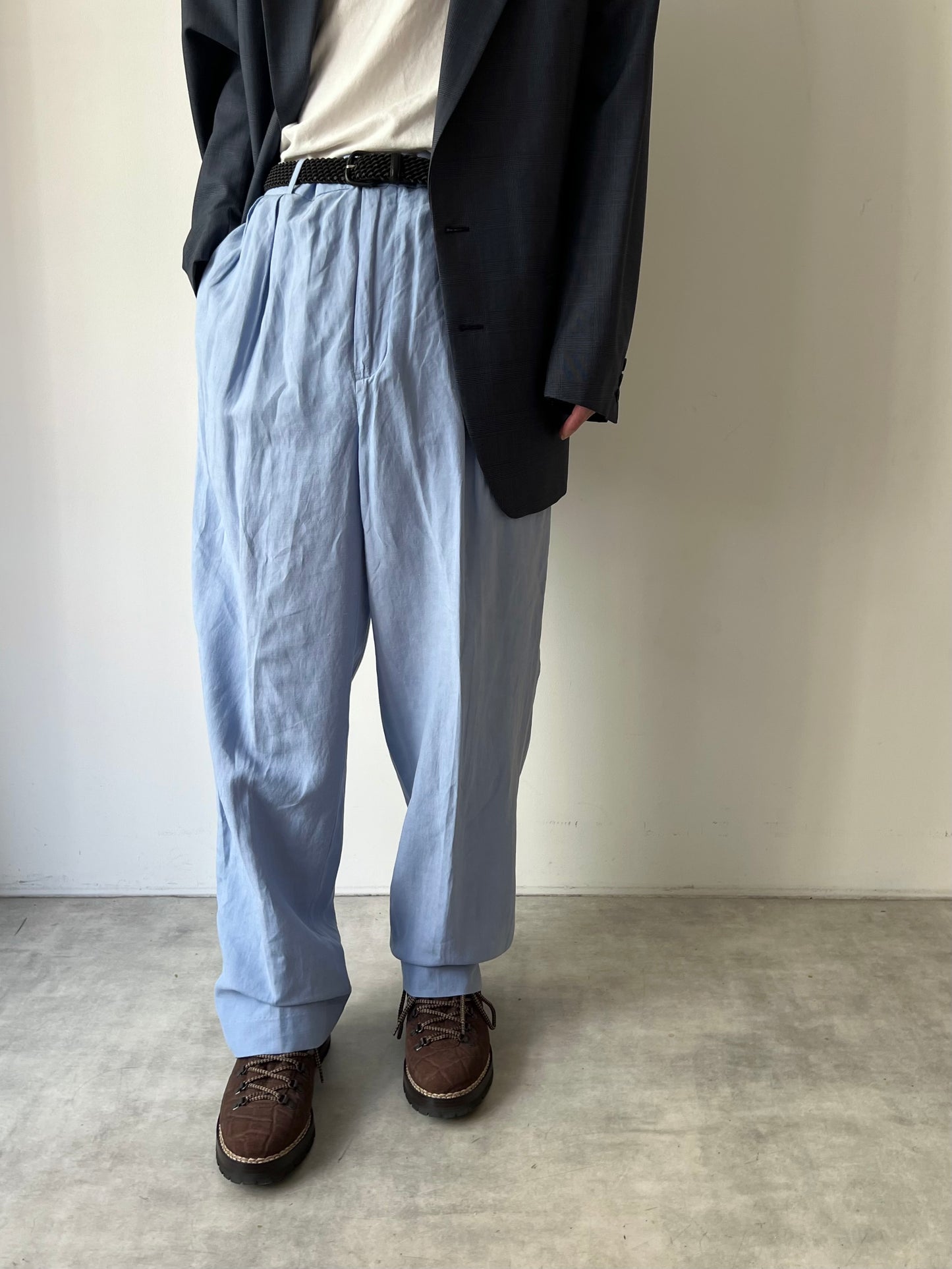 90's Polo Ralph Lauren silk×linen slacks "DEAD STOCK"