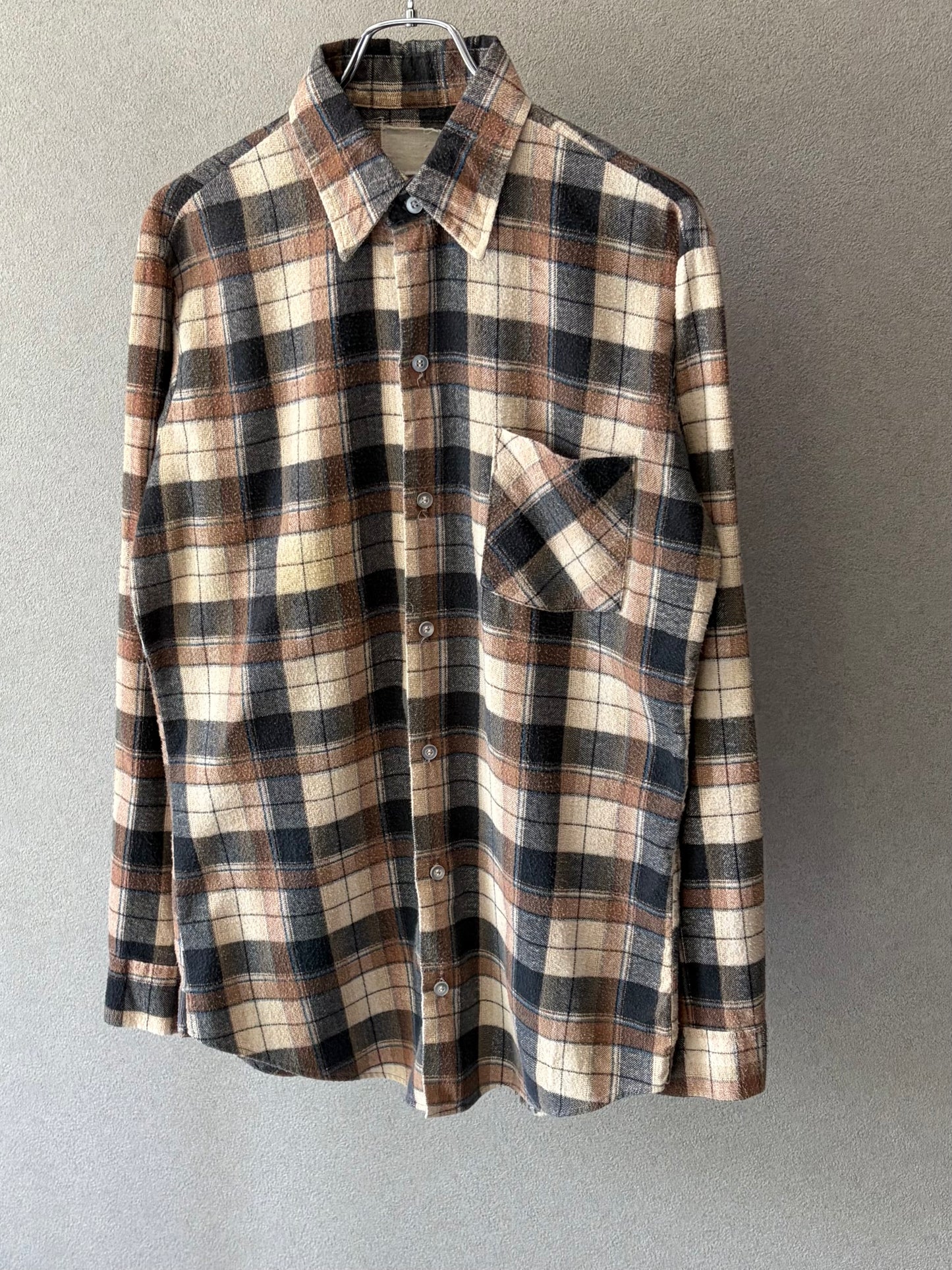70's UNKNOWN print flannel shirt