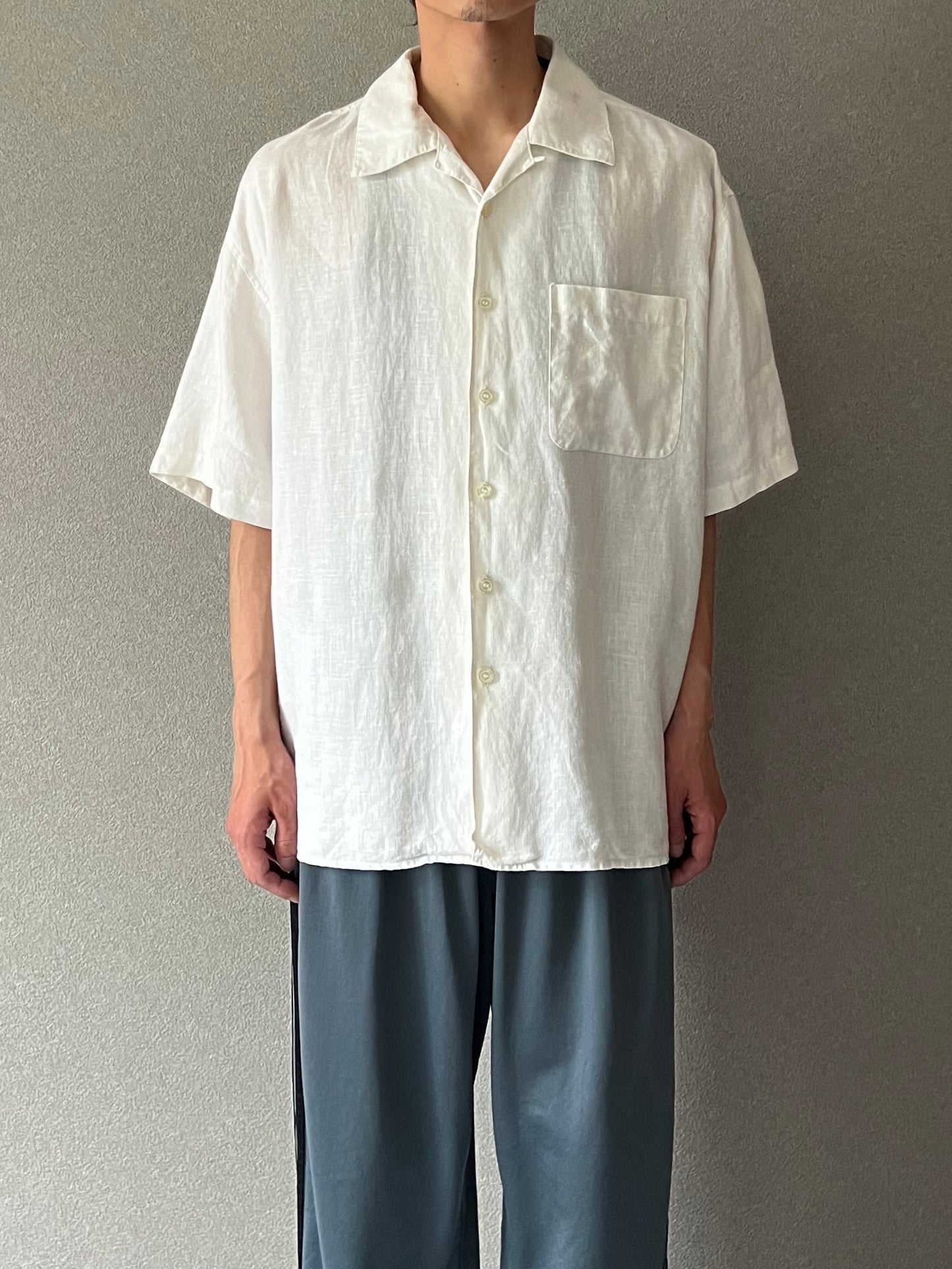 90's〜 maxwell & co. open collar linen shirt