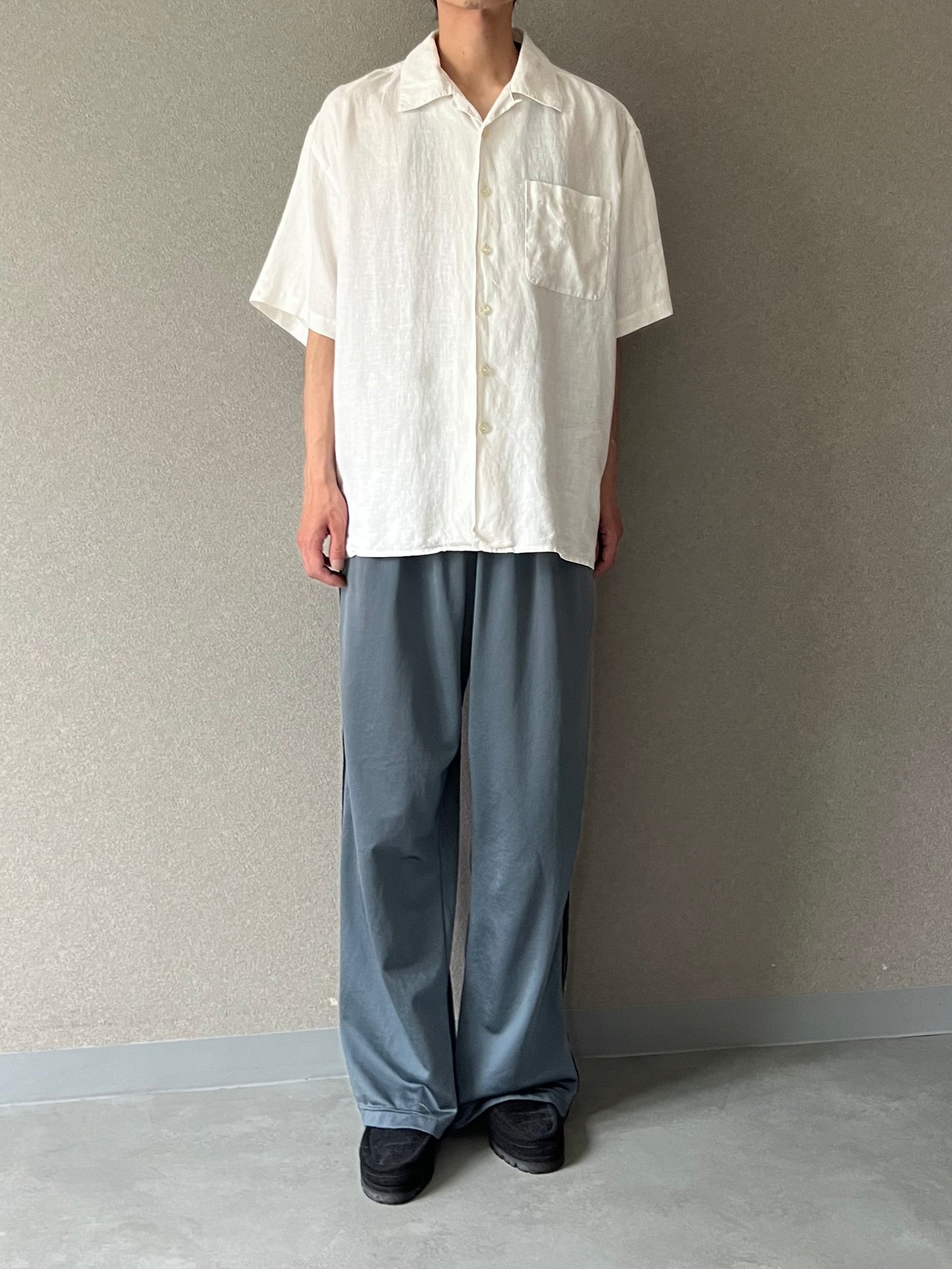 90's〜 maxwell & co. open collar linen shirt
