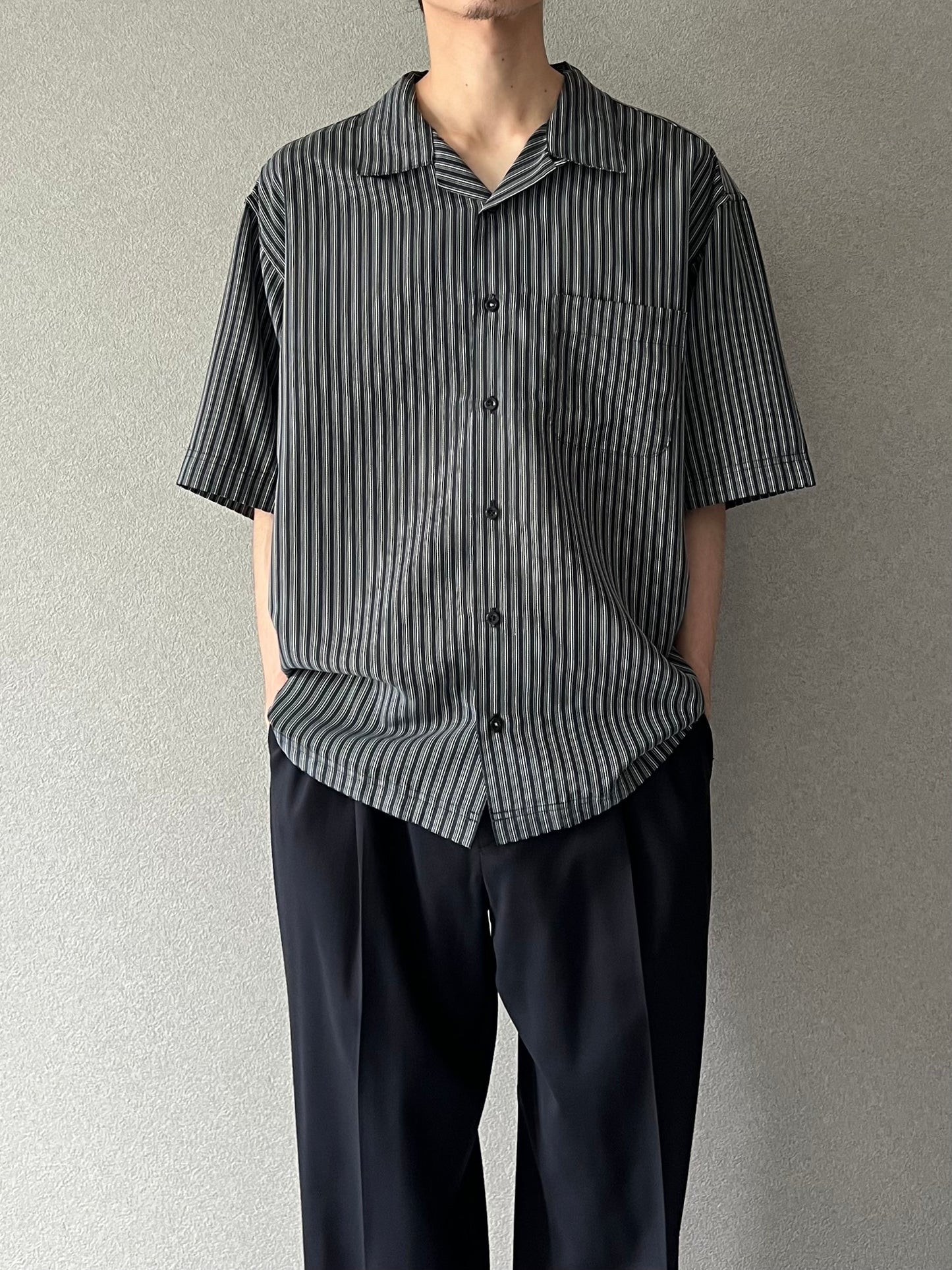 00's hagger open collar shirt