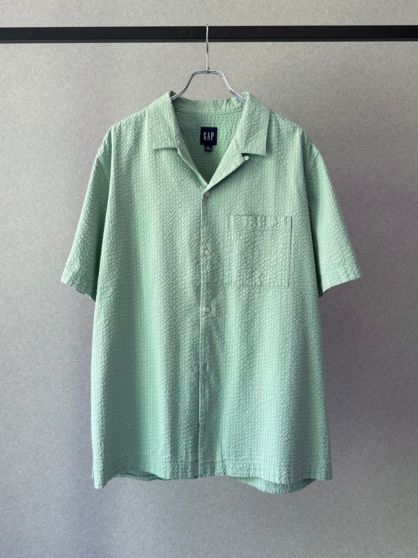 00's GAP seersucker open collar shirt