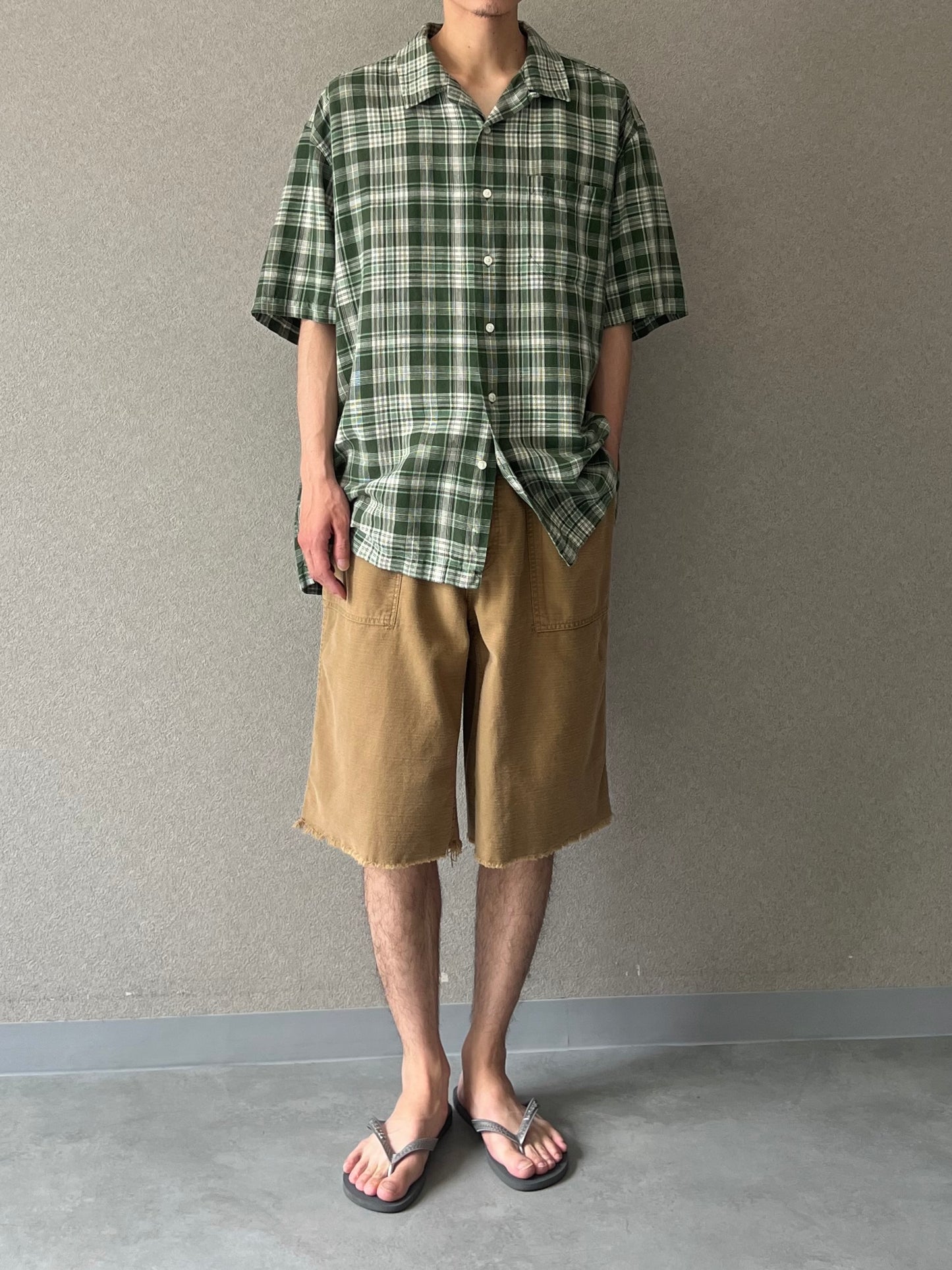 00's GAP linen × cotton open collar shirt