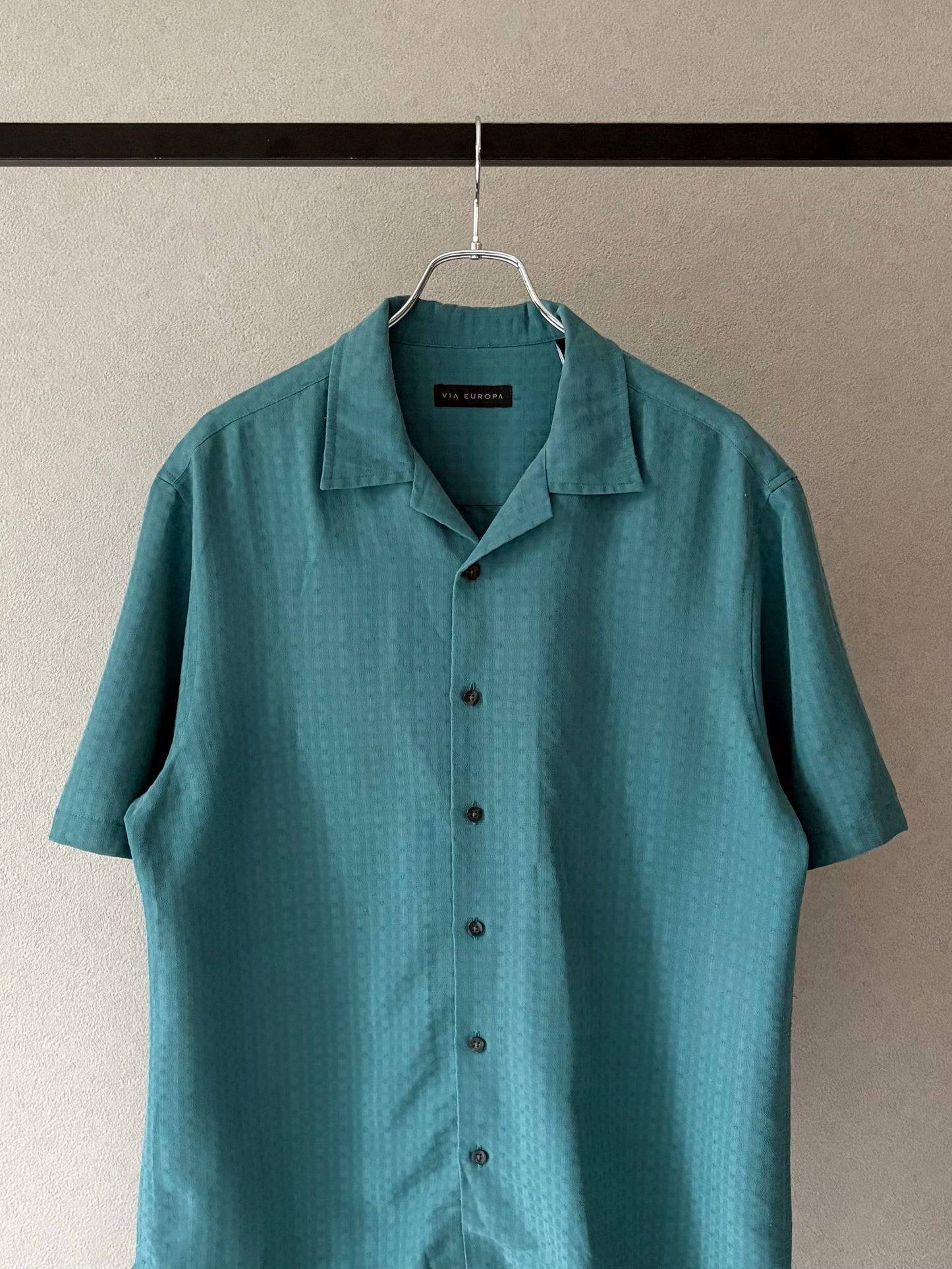 00's VIA EUROPA rayon open collar shirt