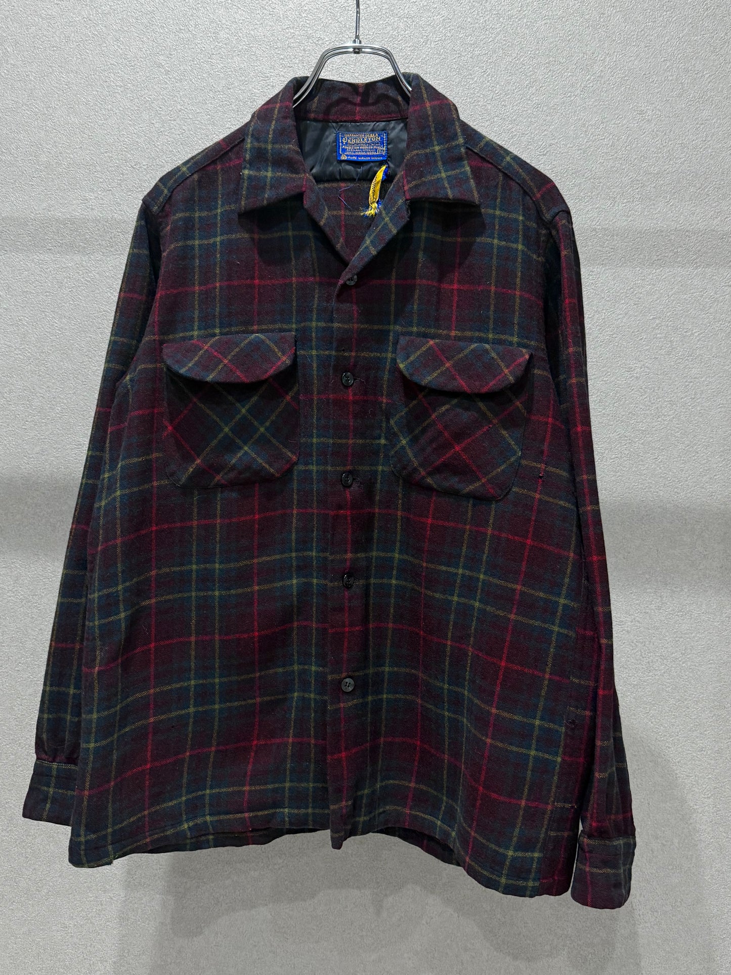 60's PENDLETON open collar wool shirts