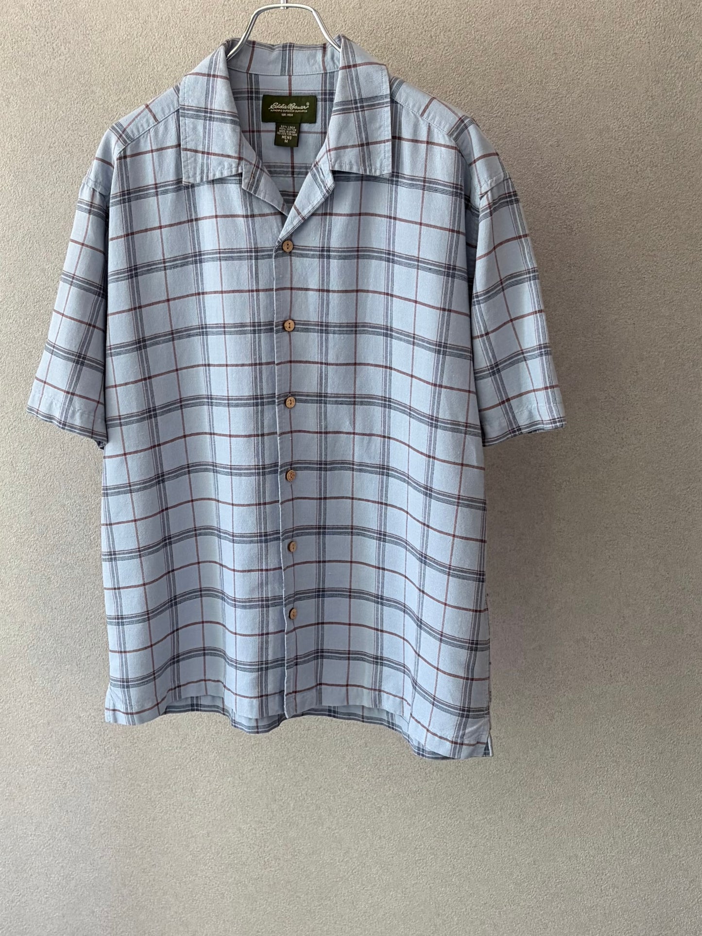 00's Eddie Bauer open collar linen×cotton shirt