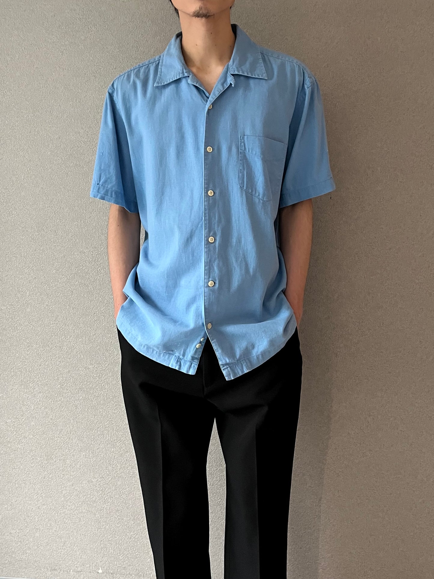 00's GAP open collar linen shirt