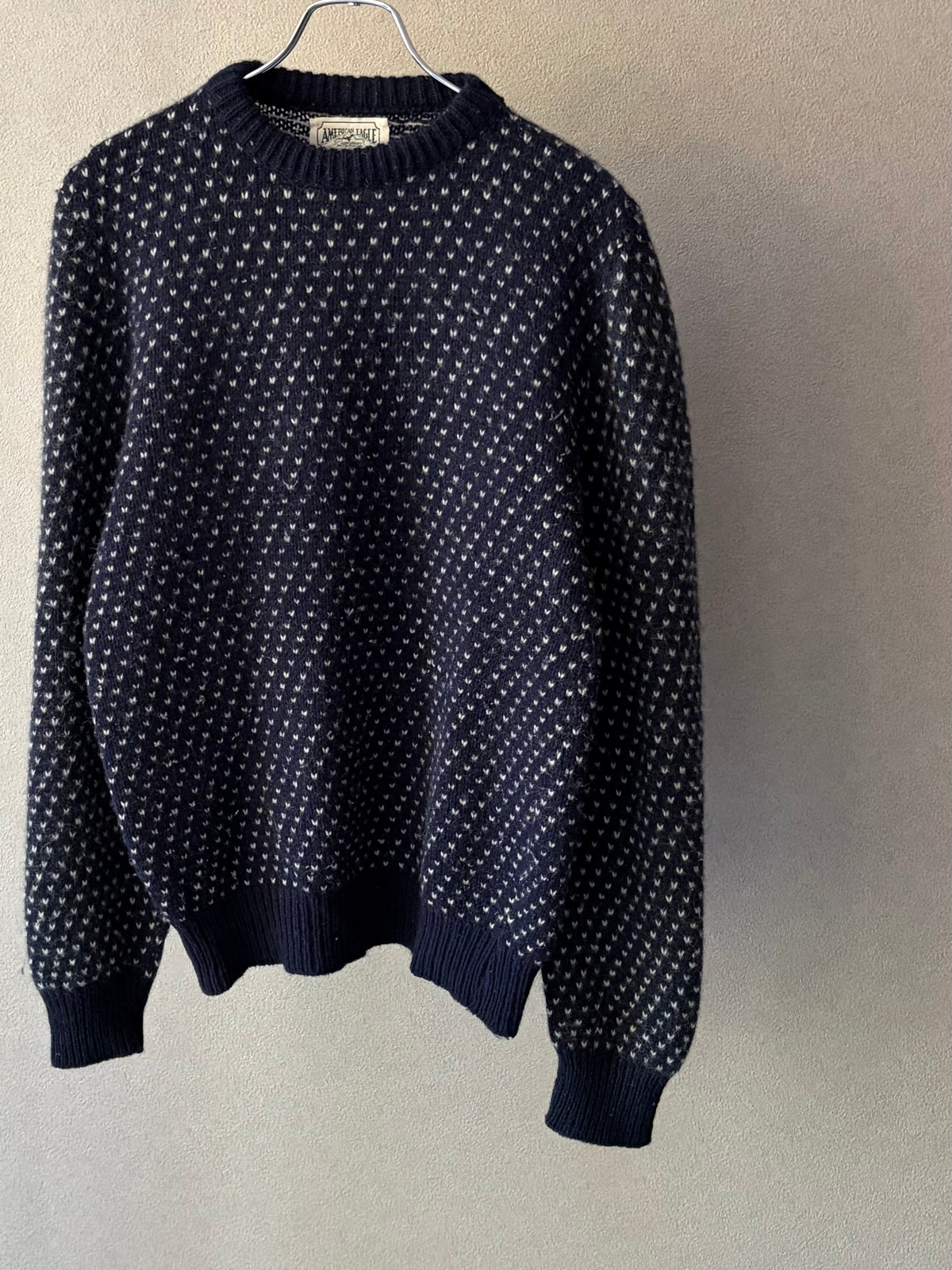 80's AMERICAN EAGLE birds eye knit sweater "Made in USA"