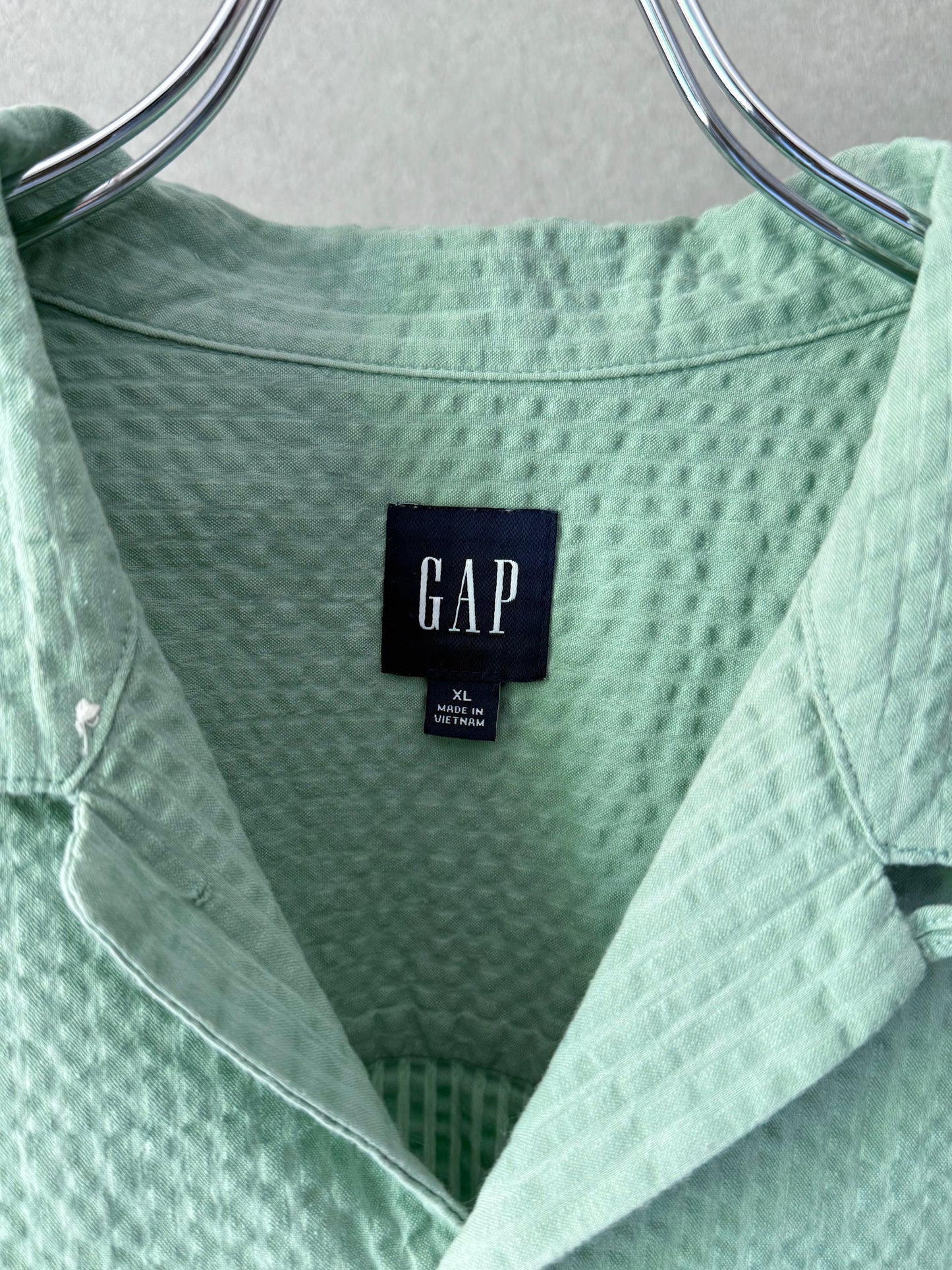 00's GAP seersucker open collar shirt