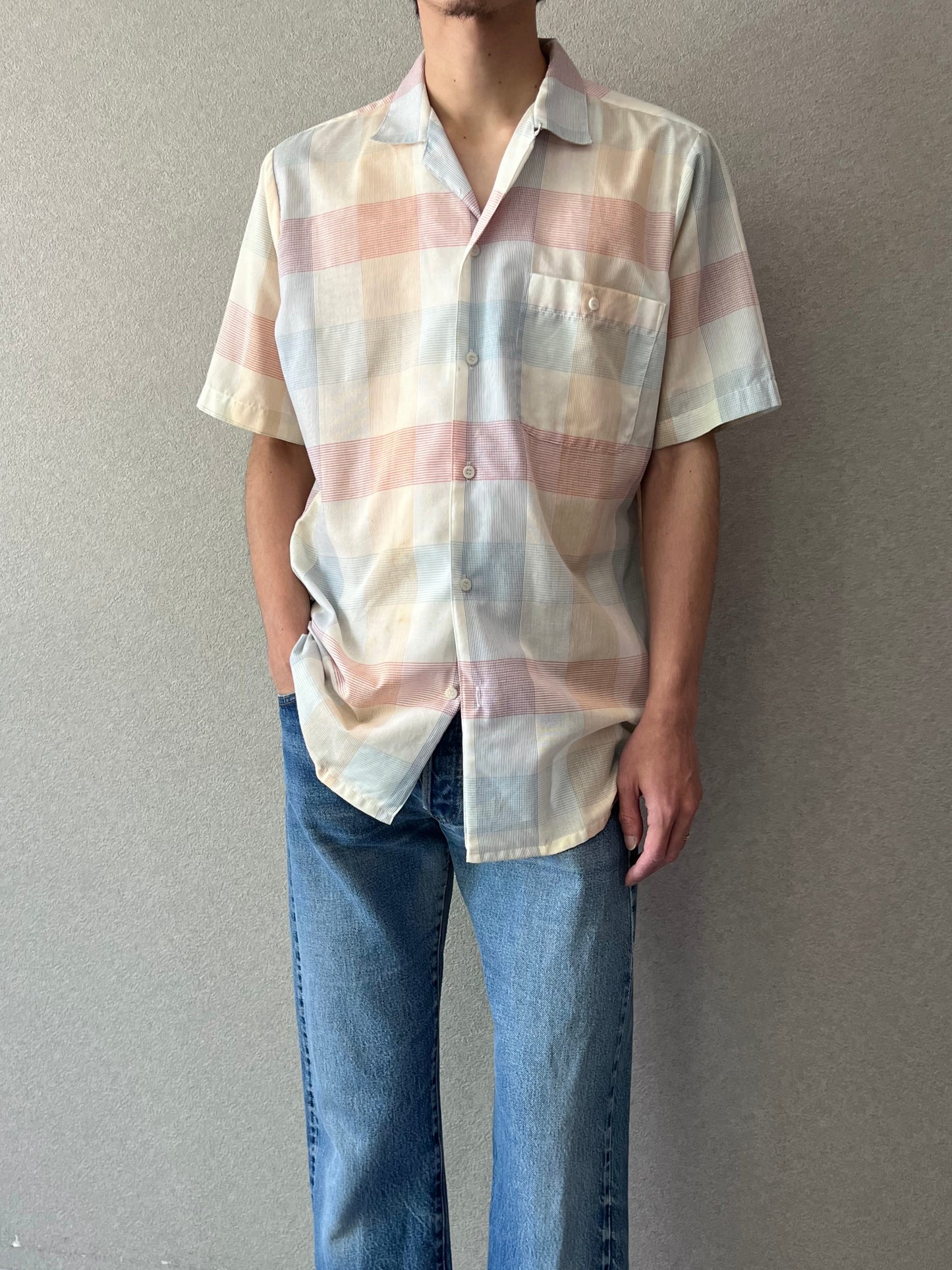 80's ARROW open collar shirt