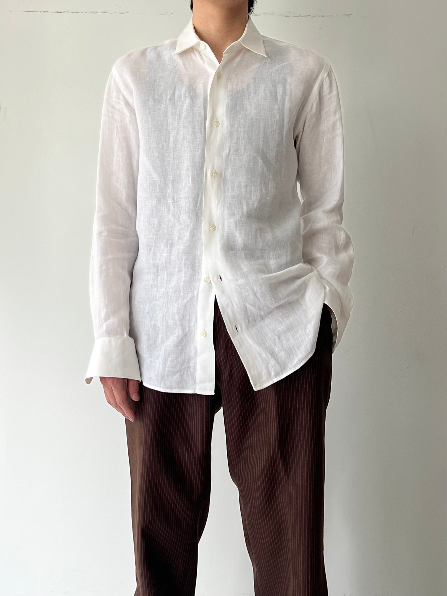 00's Salvatore Ferragamo linen shirt "Made in ITALY"