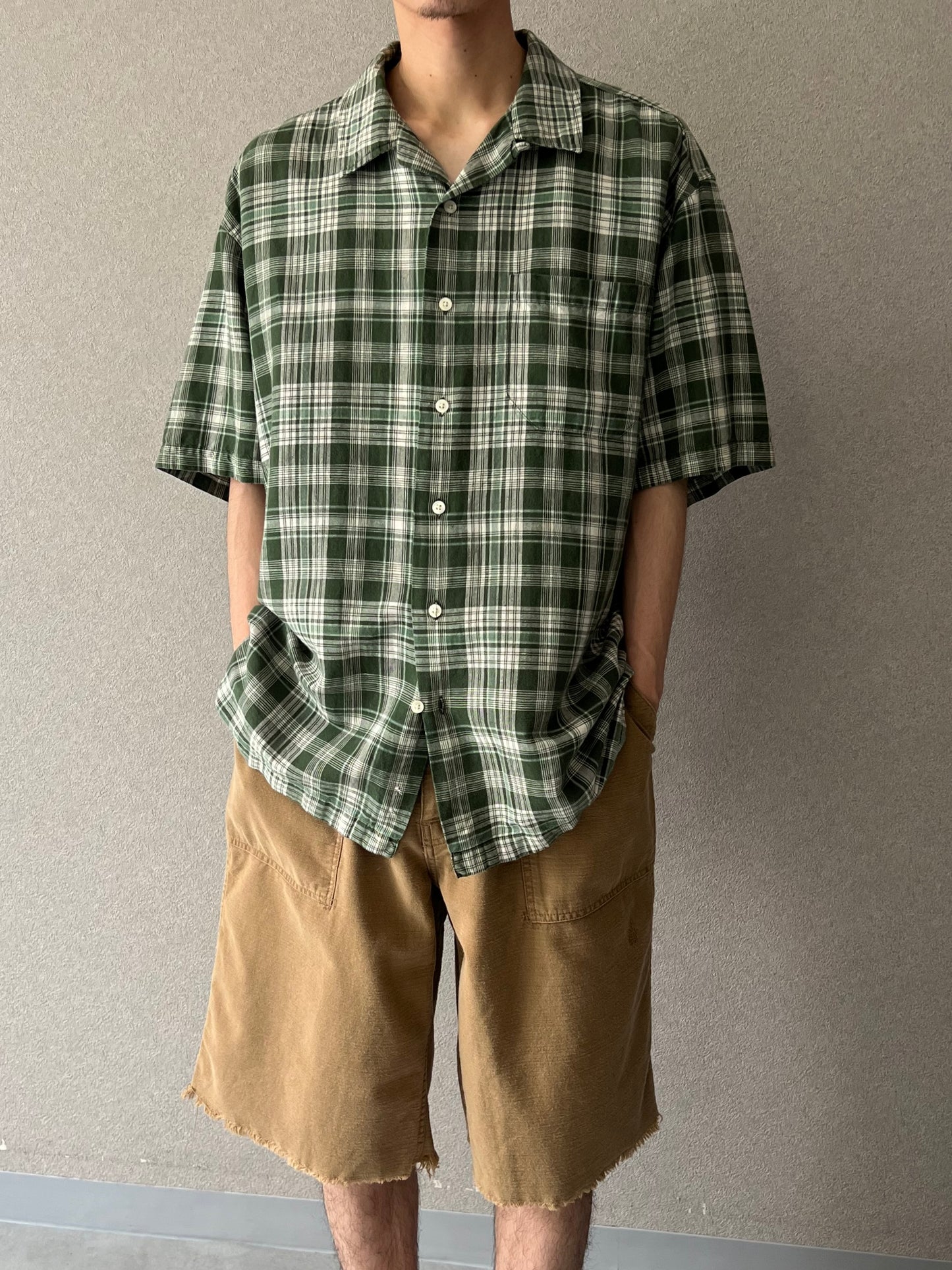 00's GAP linen × cotton open collar shirt
