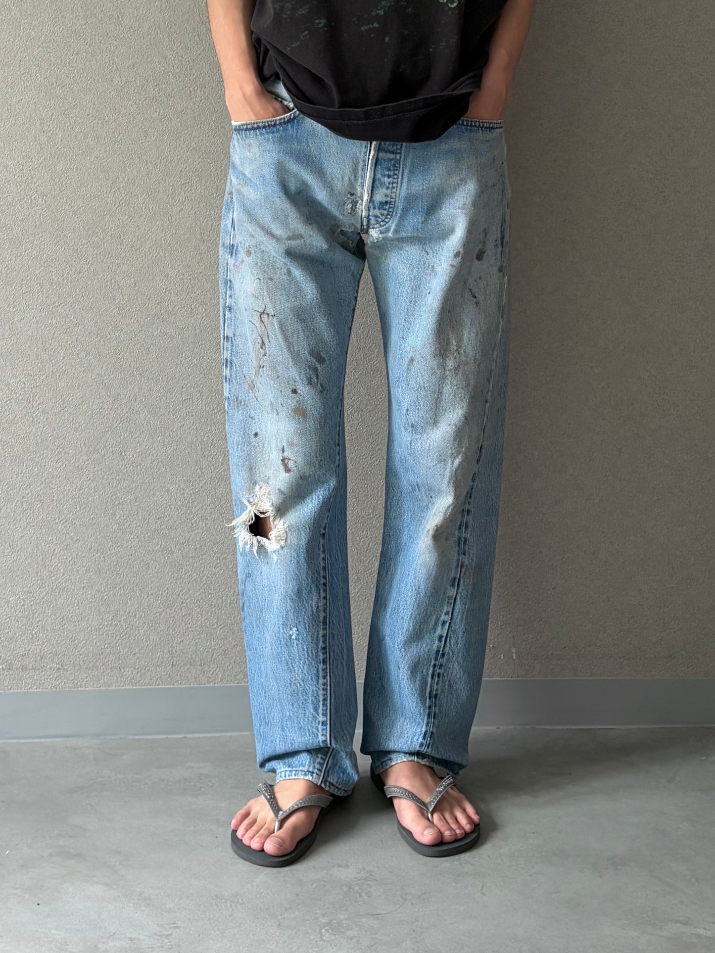 80's Levi's 501 denim pants "RED LINE”