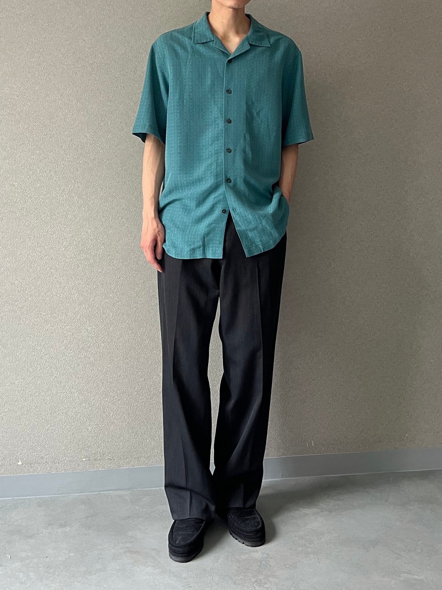 00's VIA EUROPA rayon open collar shirt