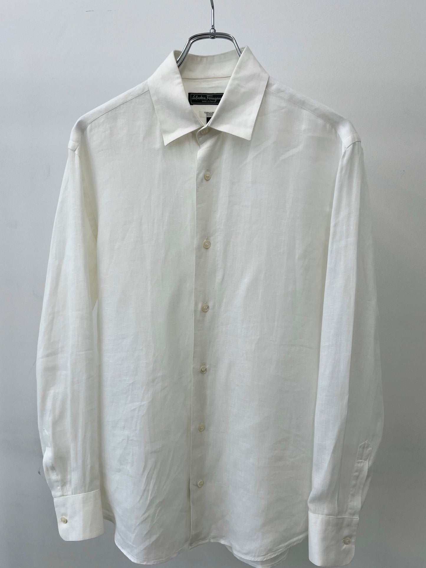 00's Salvatore Ferragamo linen shirt "Made in ITALY"