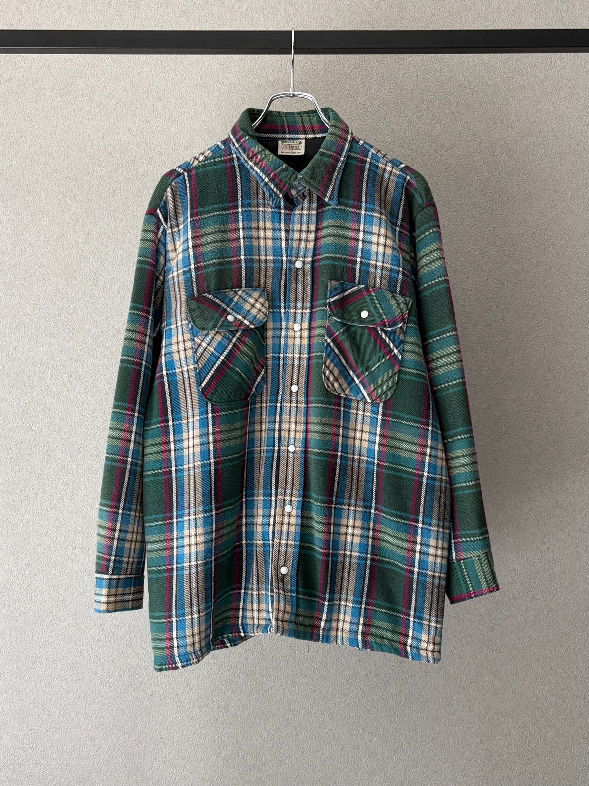 90's FIVE BROTHER quilting lining flannel shirt "Made in USA"