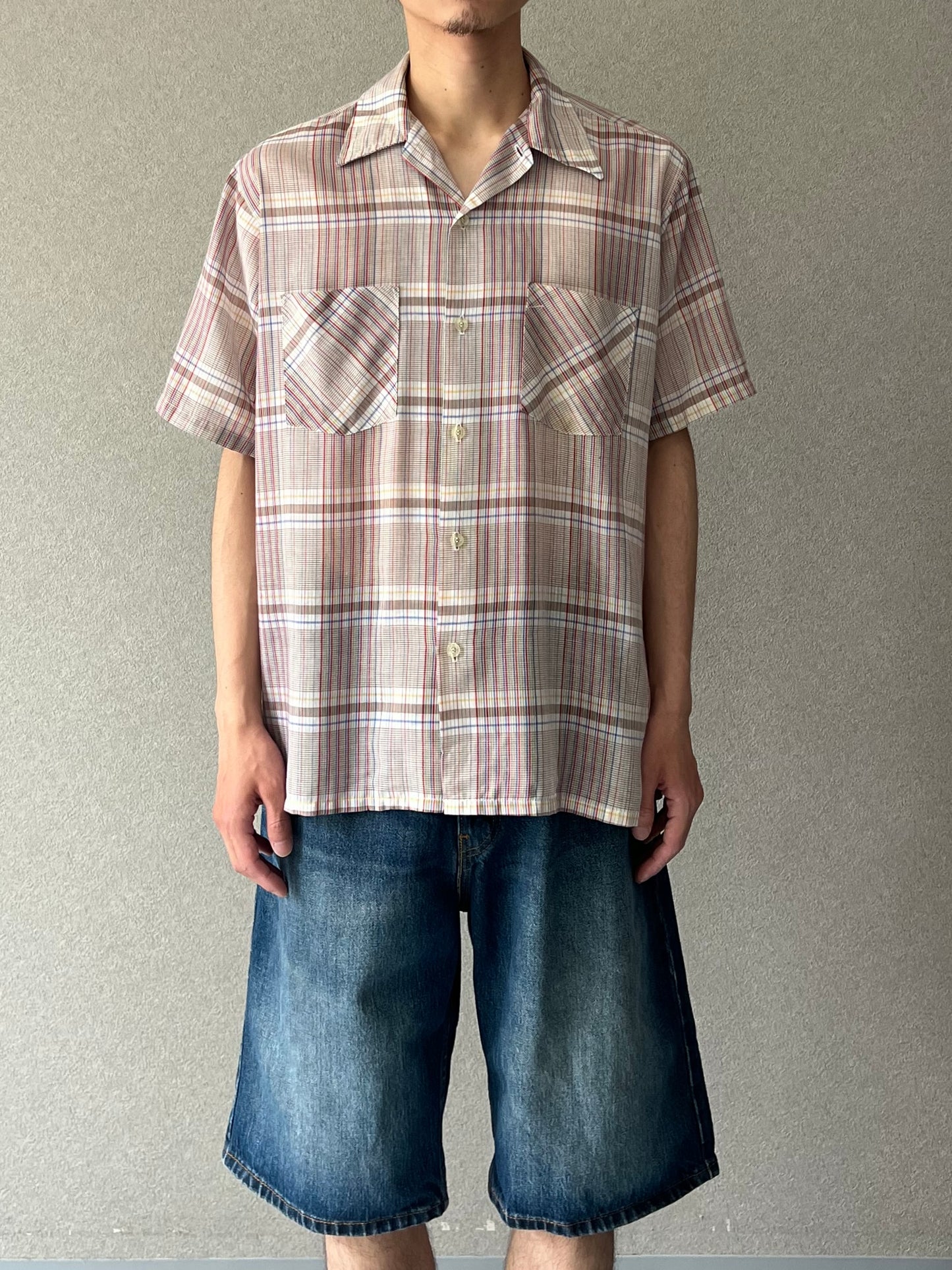70's Bellcraft open collar shirt "Made in USA"
