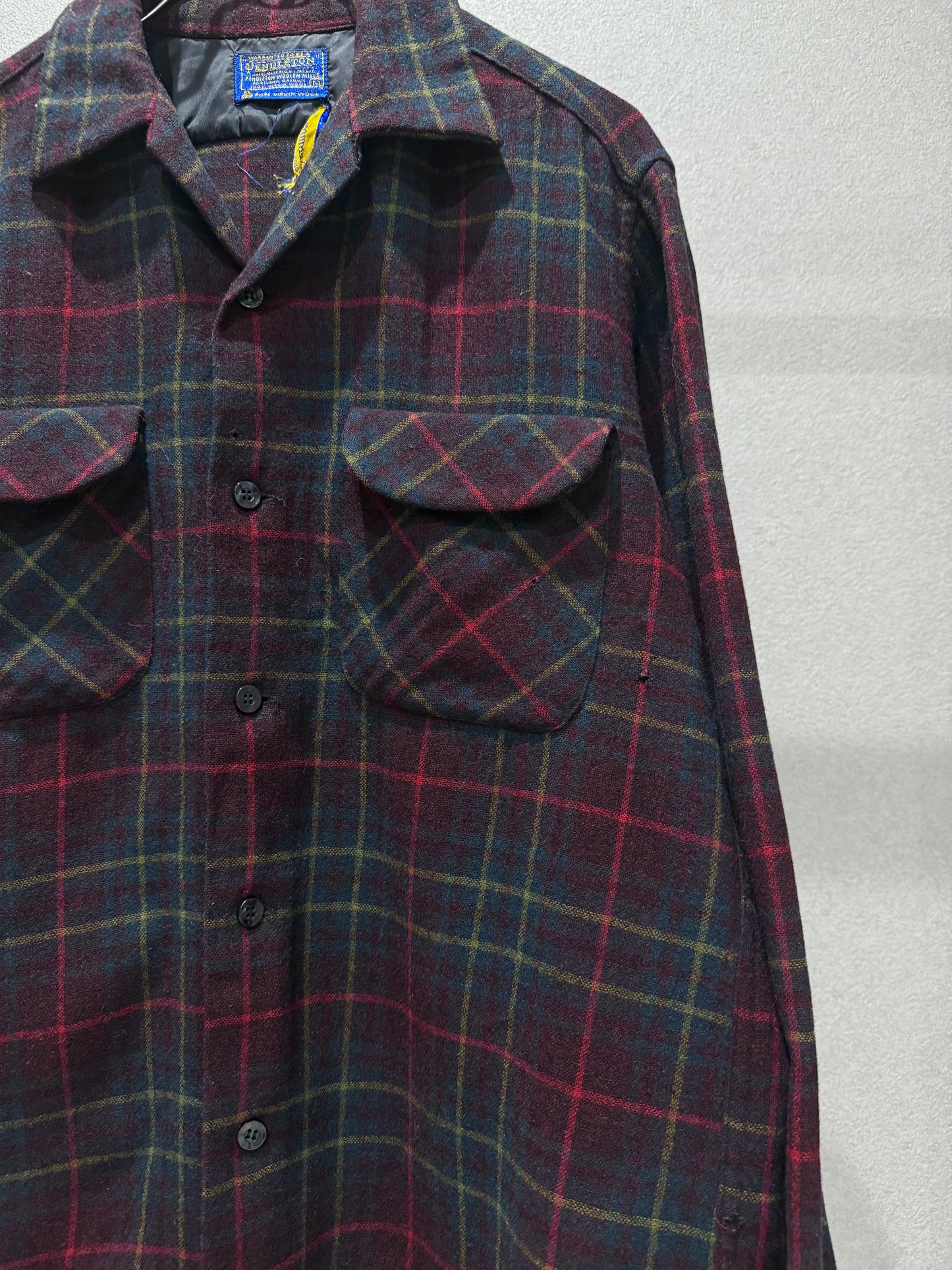 60's PENDLETON open collar wool shirts