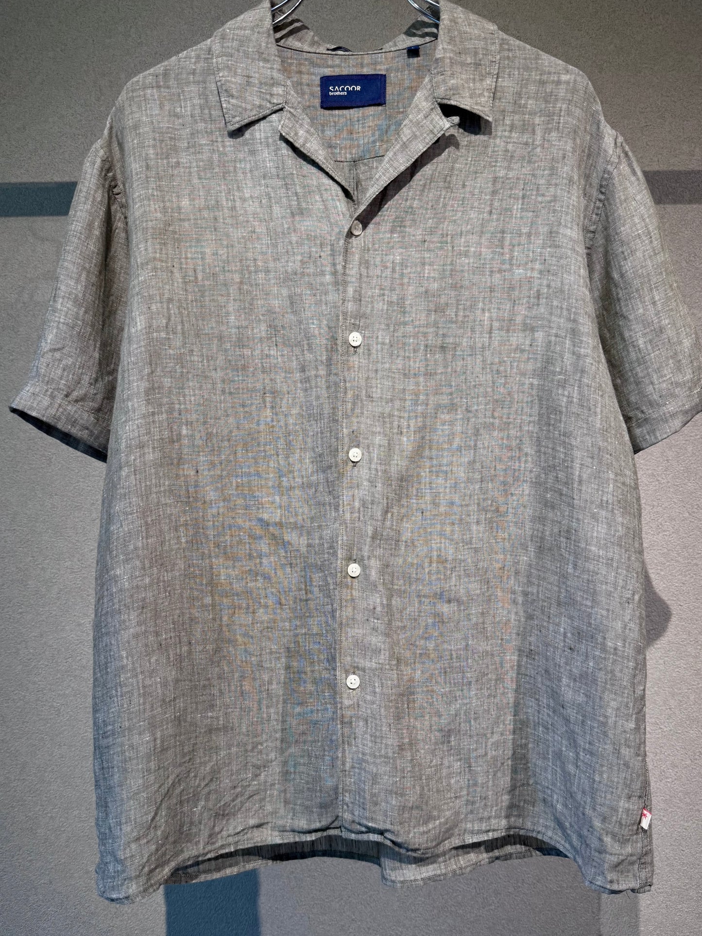 00's SACOOR brothers linen open collar shirt