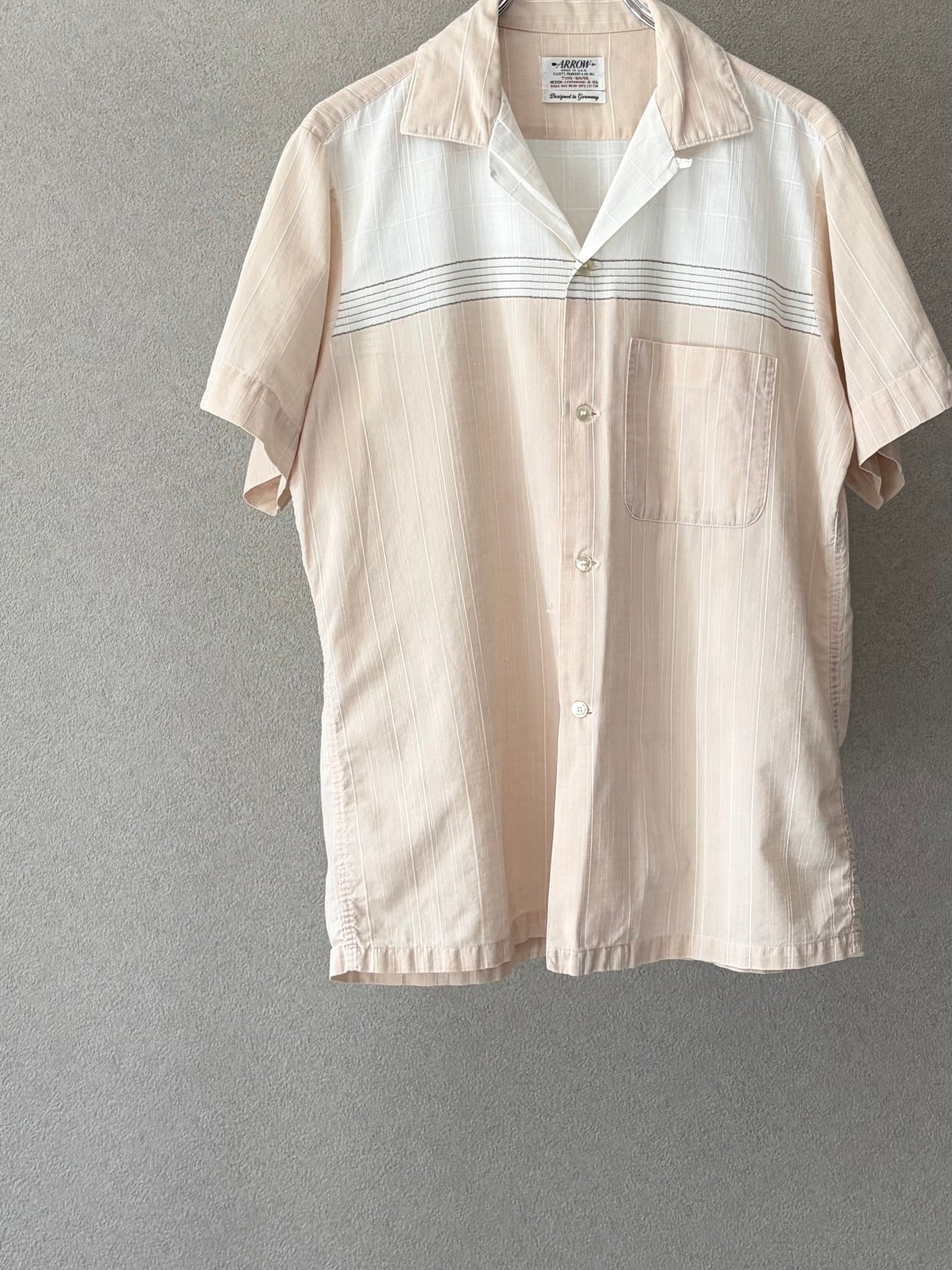 60's ARROW vintage open collar shirt "Made in USA"