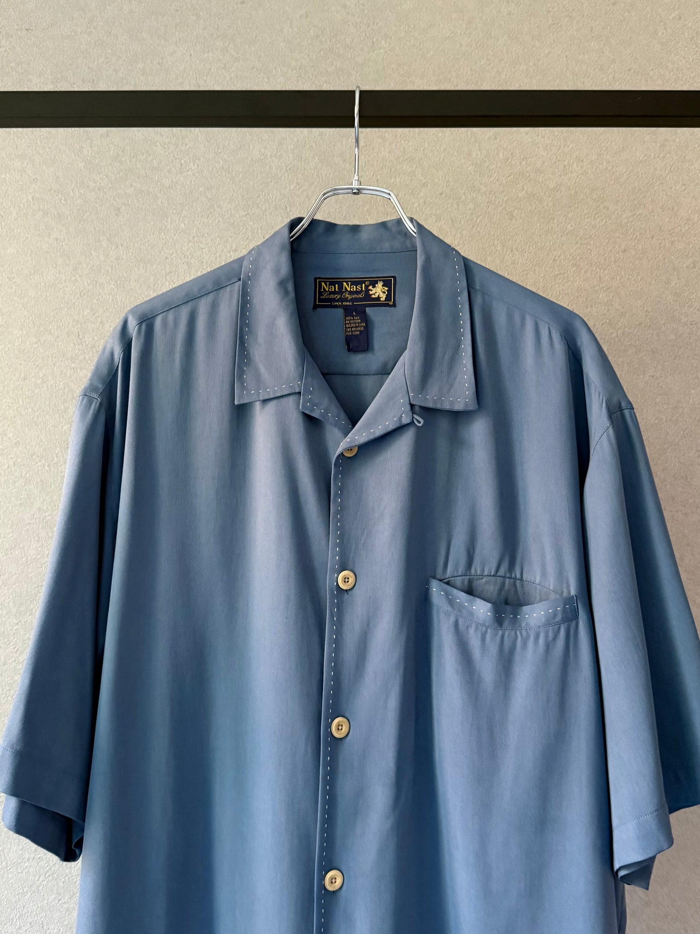 90's Nat Nast silk open collar shirt