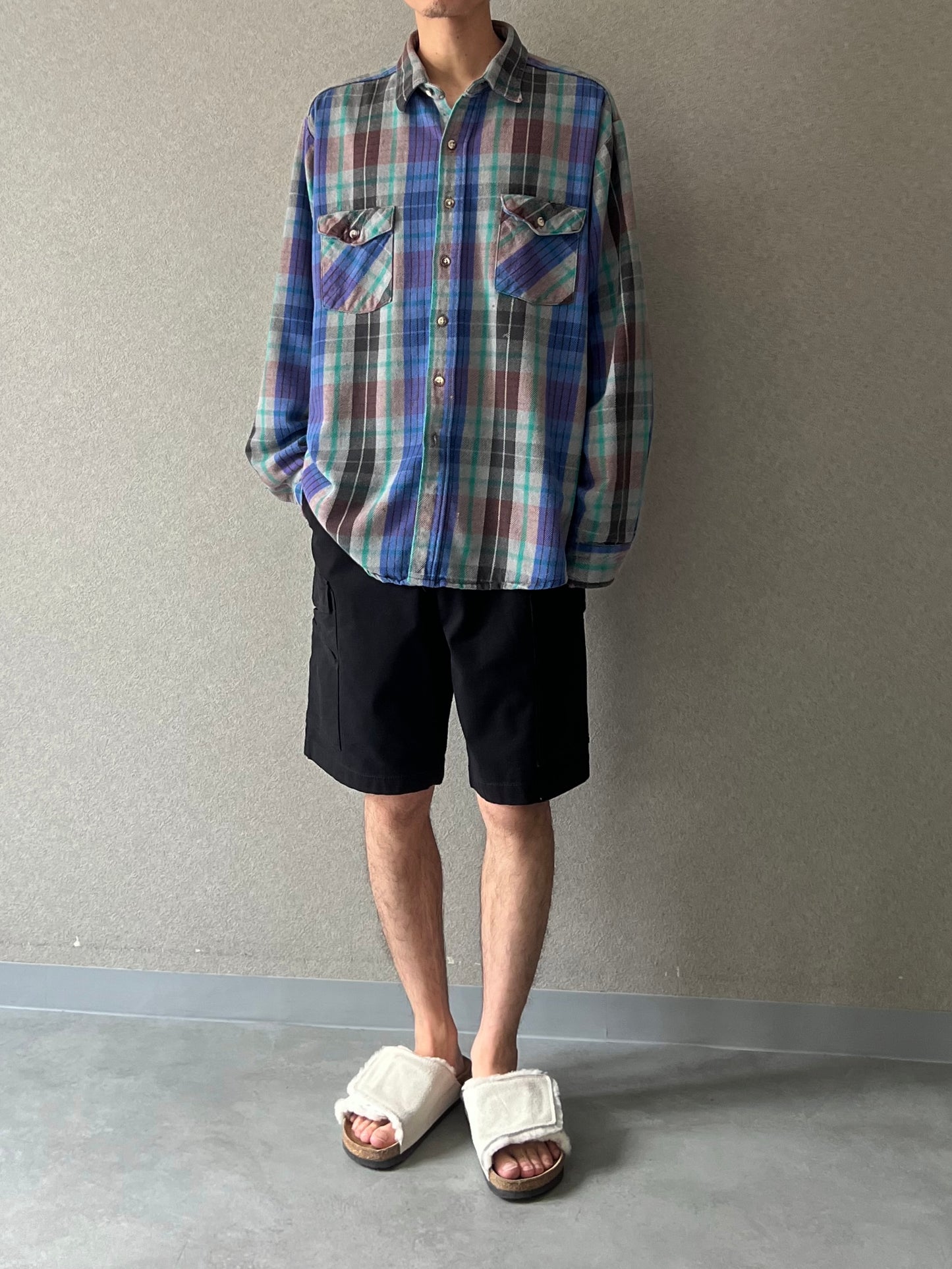 90's FIVE BROTHER flannel shirt