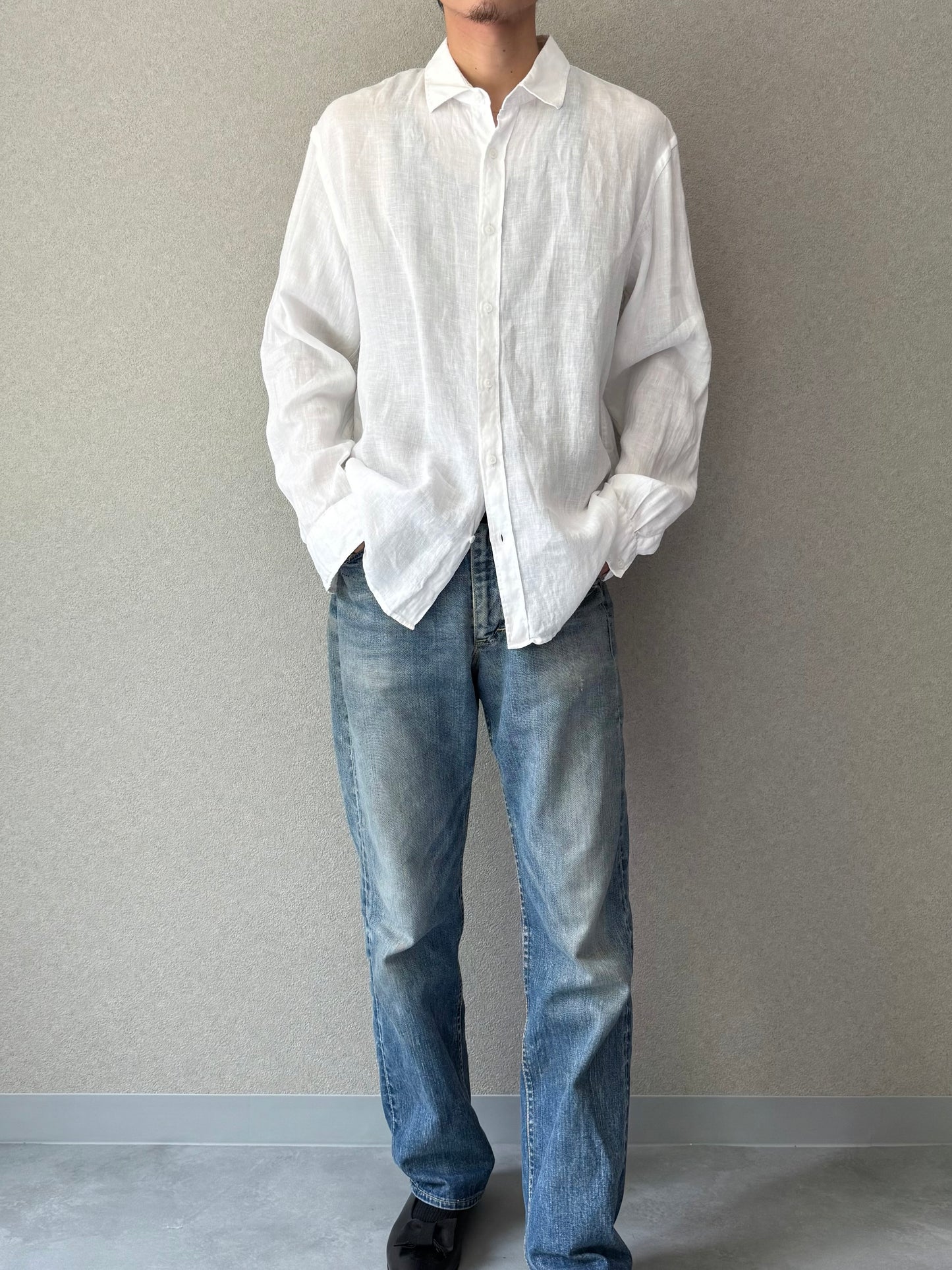 00's BLACK BROWN linen shirt