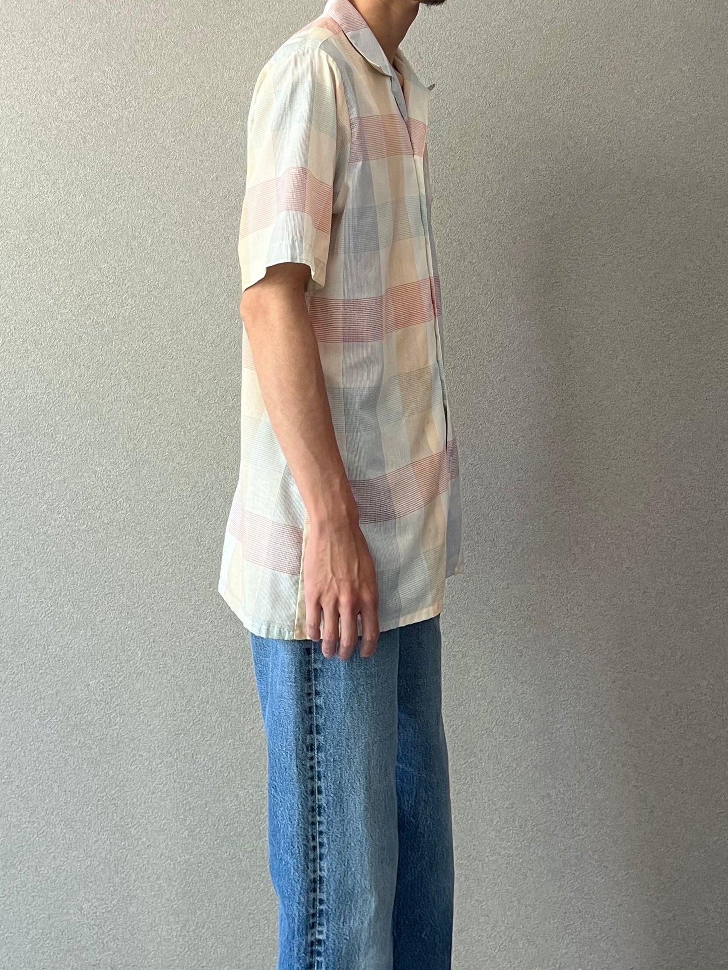 80's ARROW open collar shirt