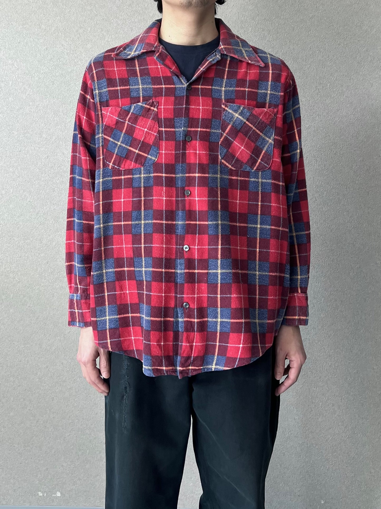 70's VINTAGE print flannel shirt