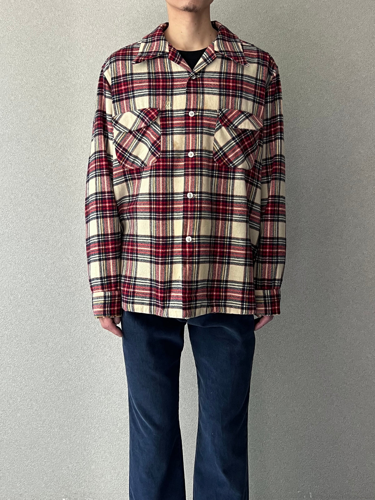 70's PENDLETON open coller wool shirt "Made in USA"