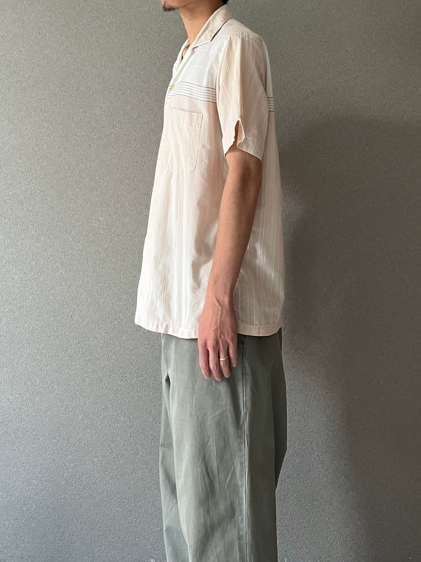 60's ARROW vintage open collar shirt "Made in USA"