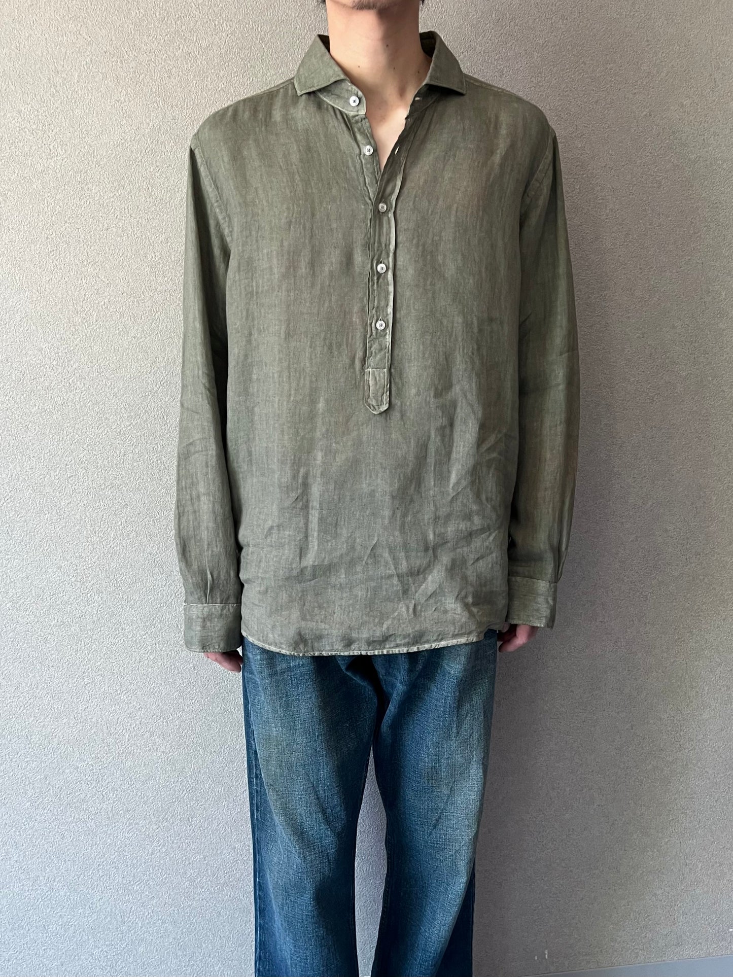 90's Paul Stuart pullover linen shirt "Made in ITALY"