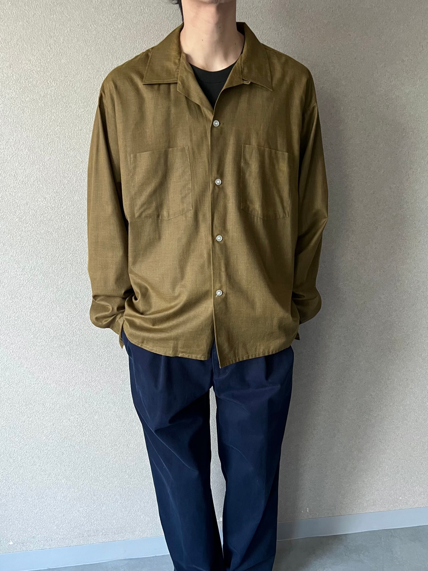 60's VINTAGE open collar shirt