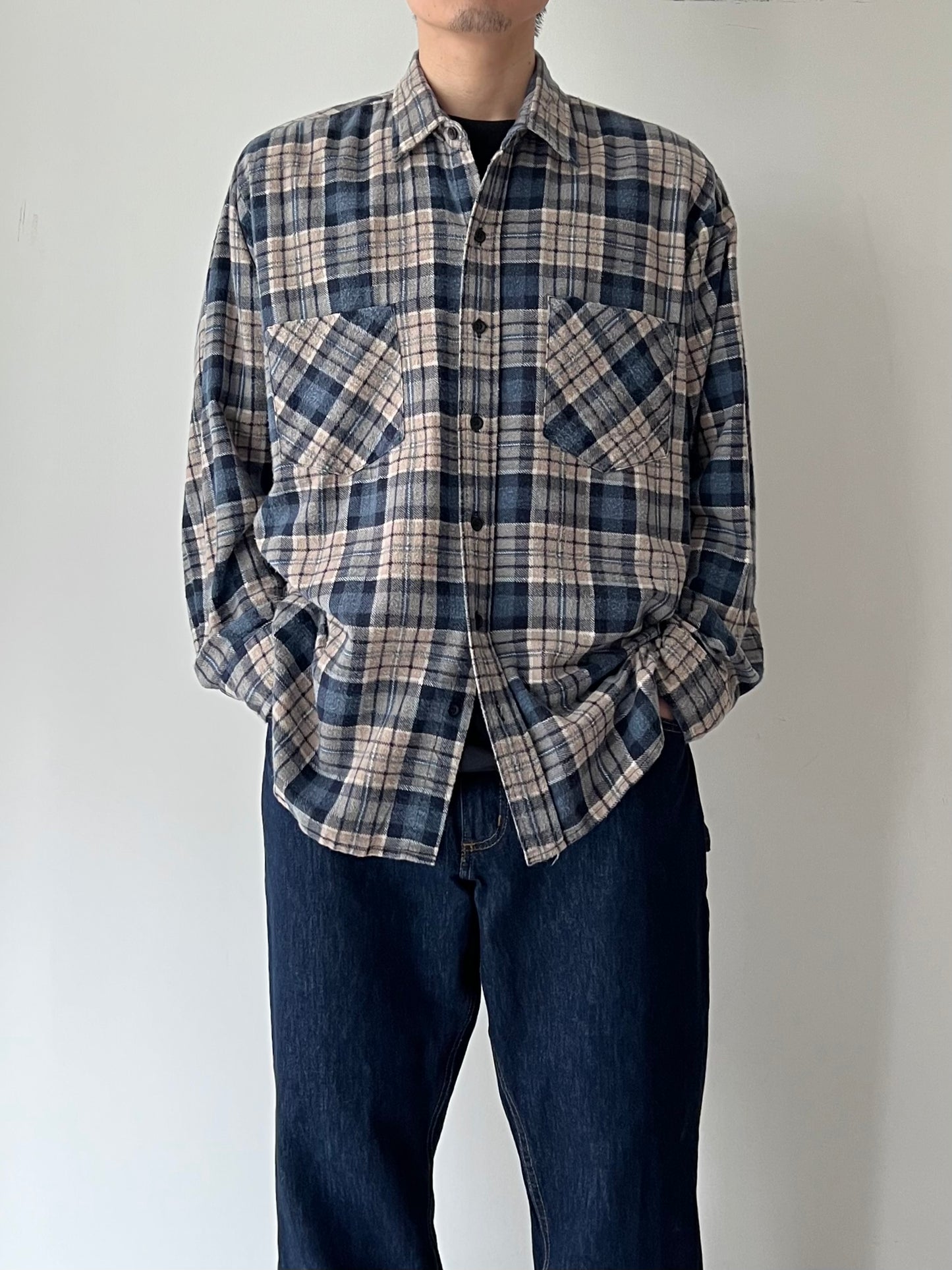 80's SAUGATUCK print flannel shirt