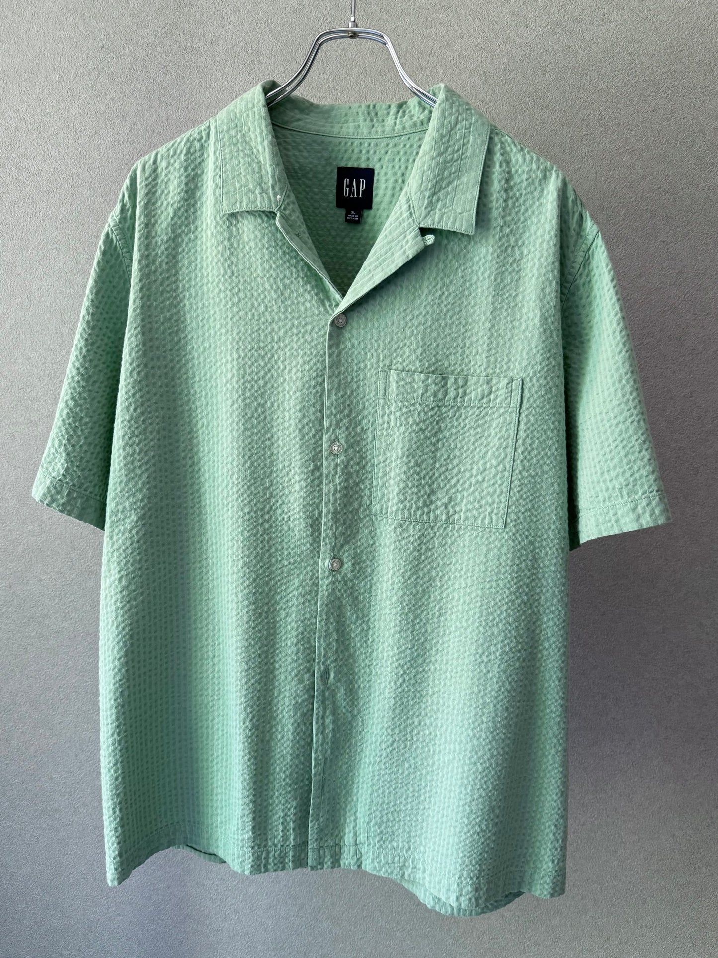 00's GAP seersucker open collar shirt