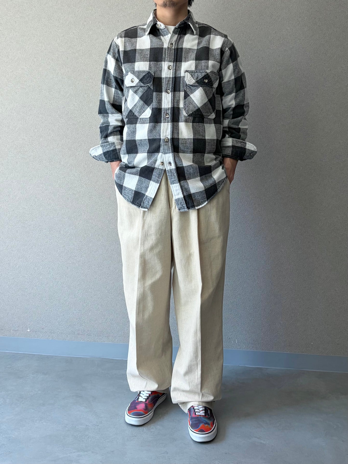 90's PERRY ELLIS linen×cotton slacks