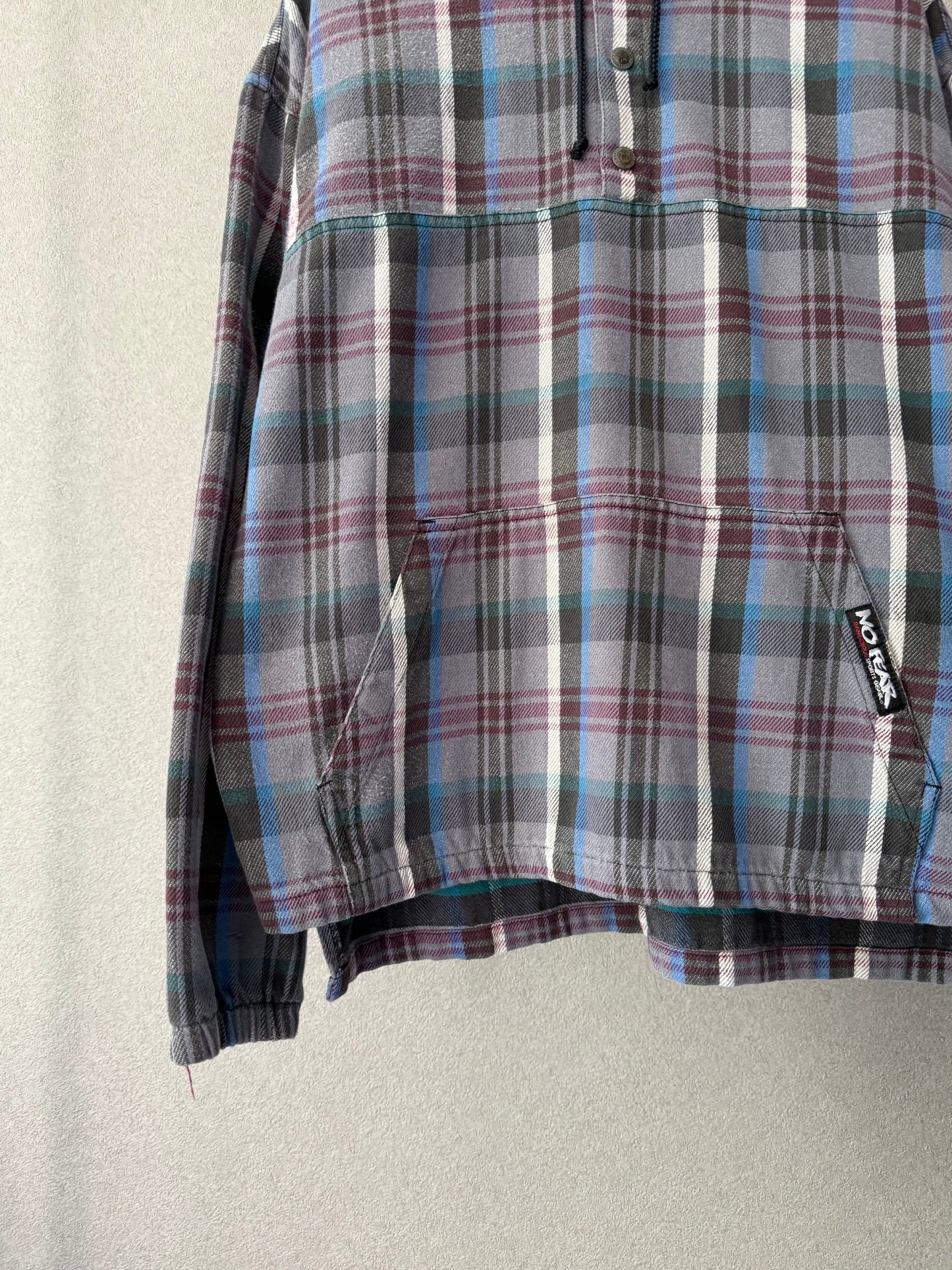 90's NO FEAR flannel pullover shirt "Made in USA"