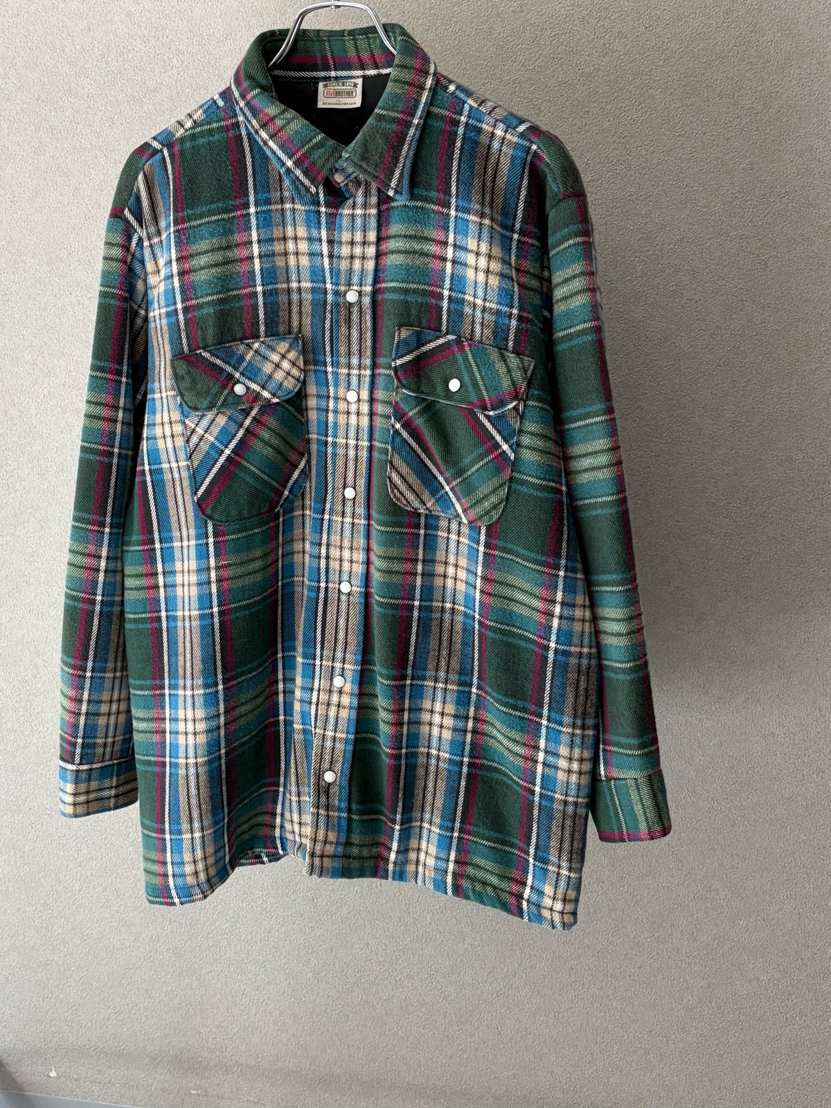 90's FIVE BROTHER quilting lining flannel shirt "Made in USA"