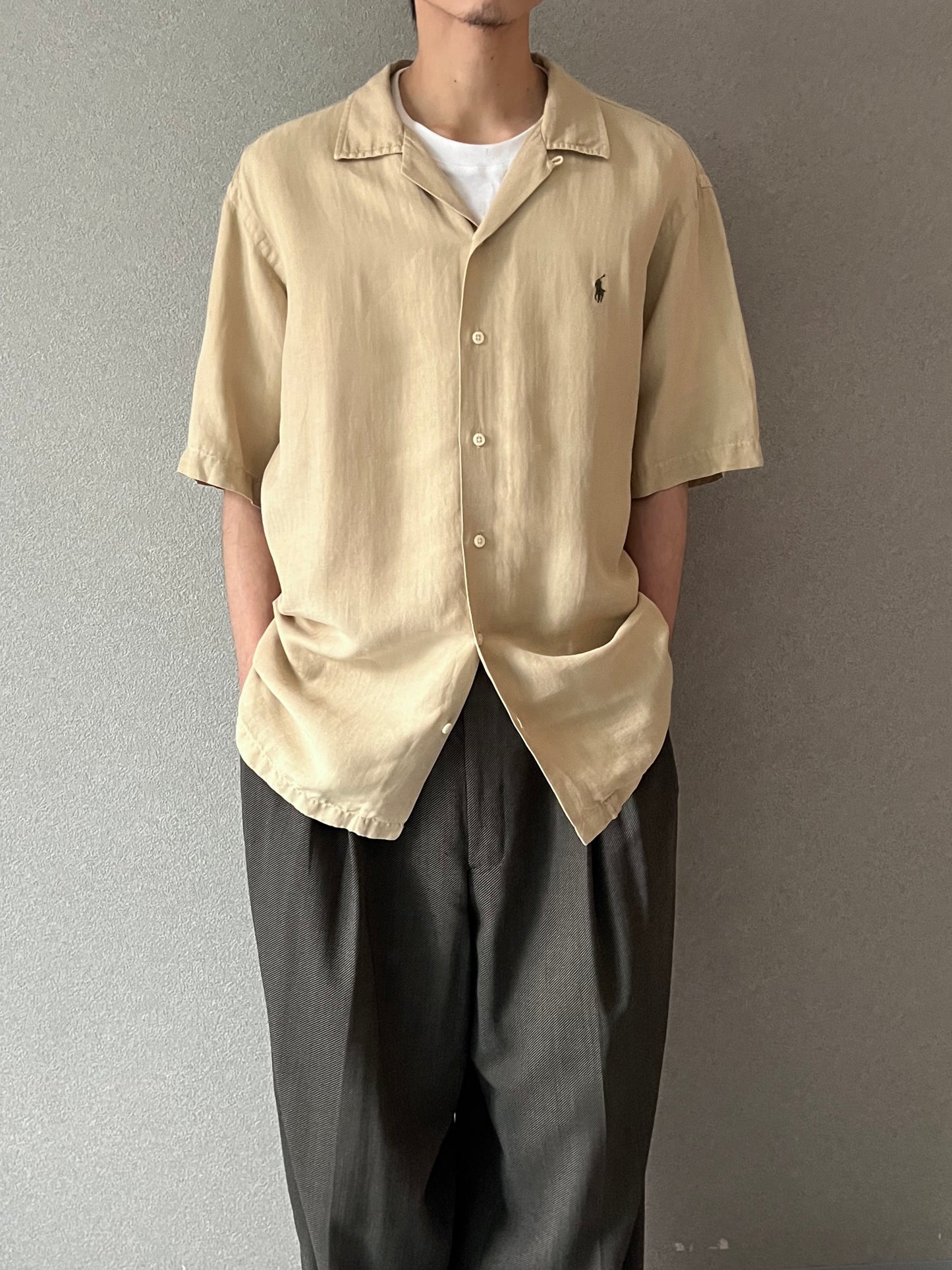 90's Polo Ralph Lauren silk linen open collar shirt